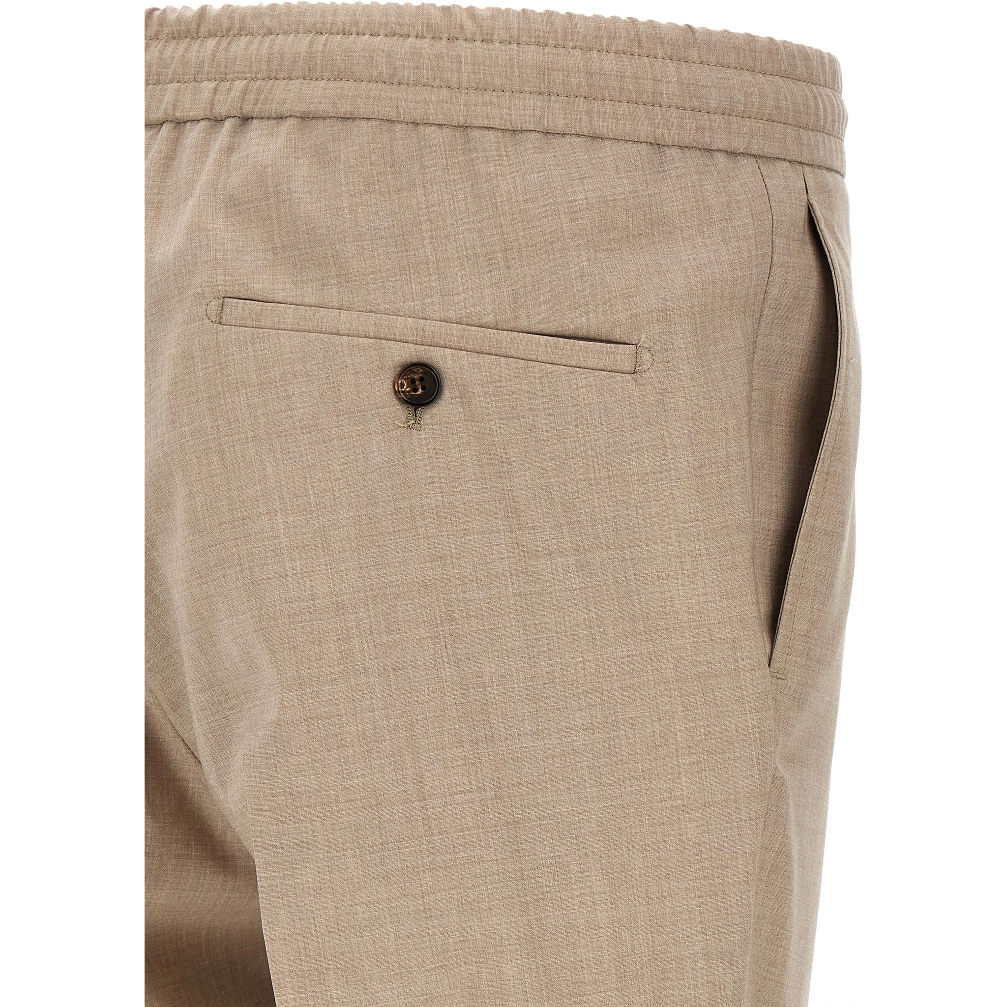 Beige Virgin Wool Casual Pants