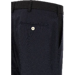 Blue Virgin Wool Casual Pants