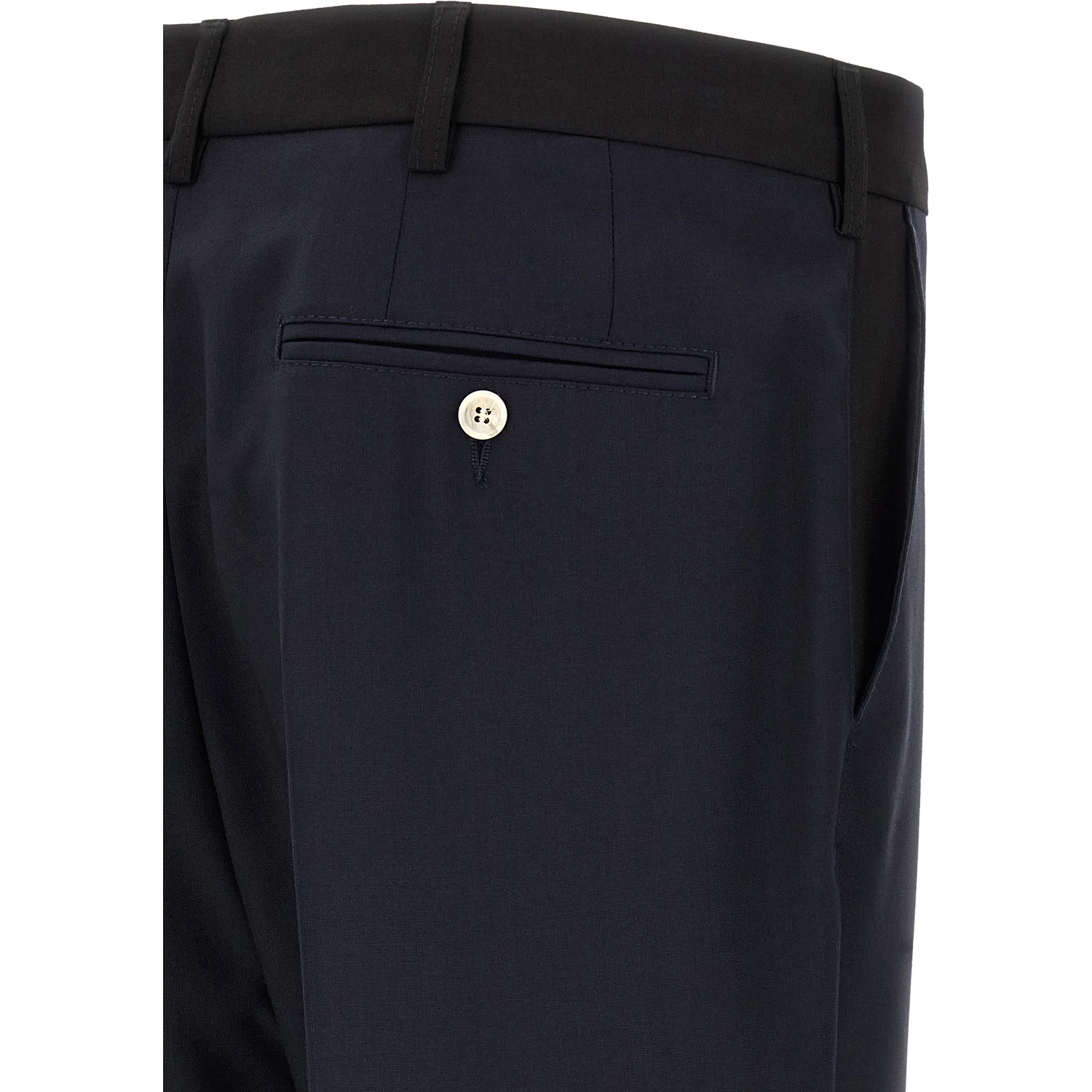 Blue Virgin Wool Casual Pants