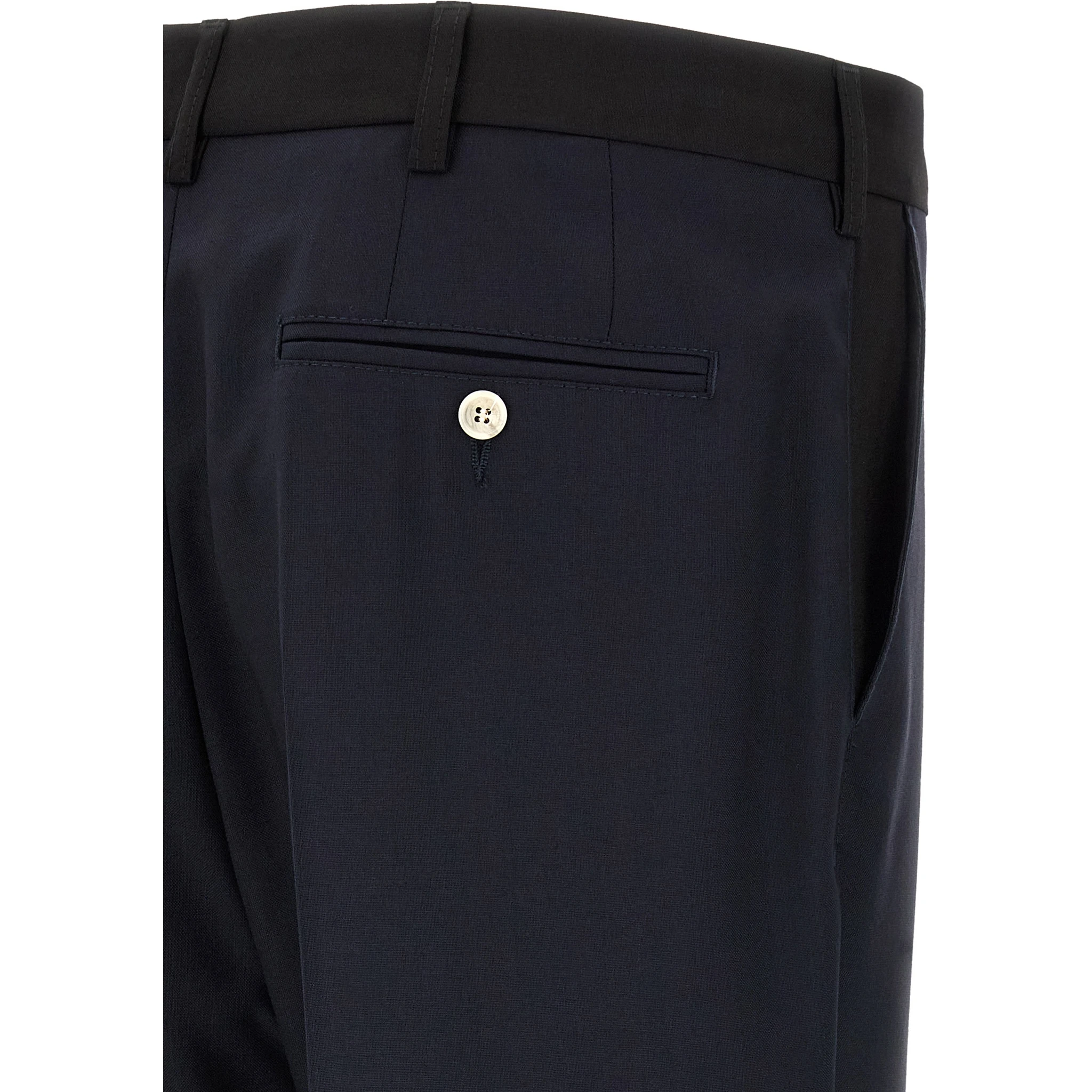 Blue Virgin Wool Casual Pants