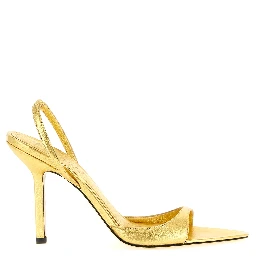 Gold Lambskin Stiletto Heel Sandals