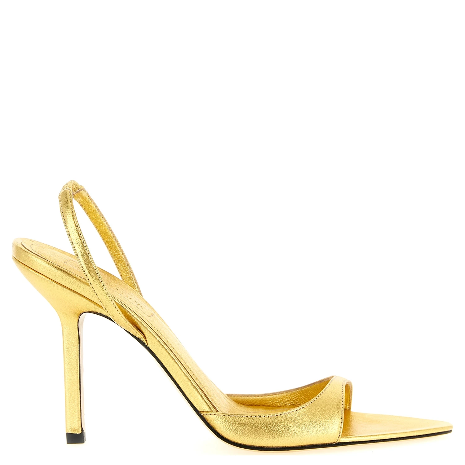 Gold Lambskin Stiletto Heel Sandals