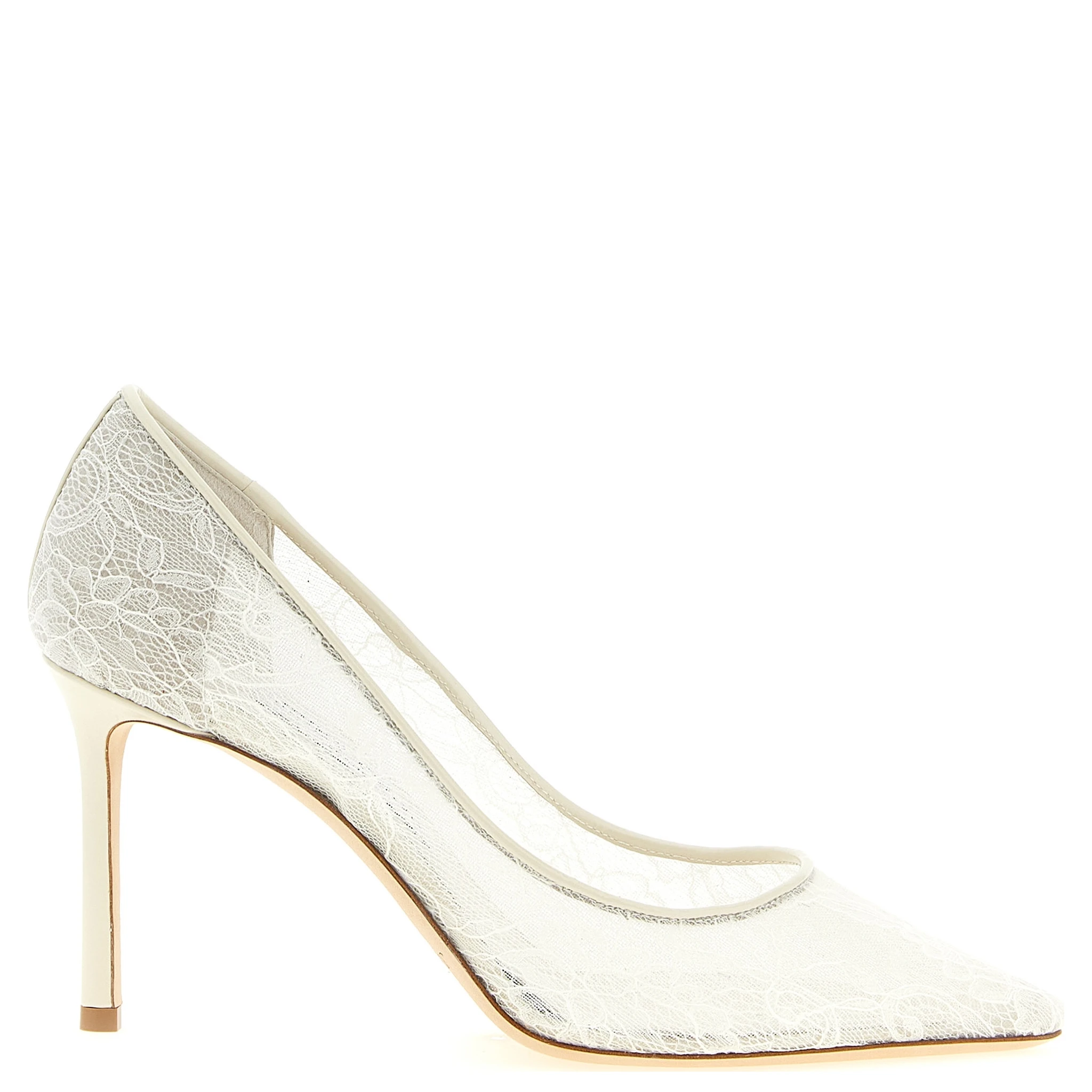 White Tencel High Heel Pumps