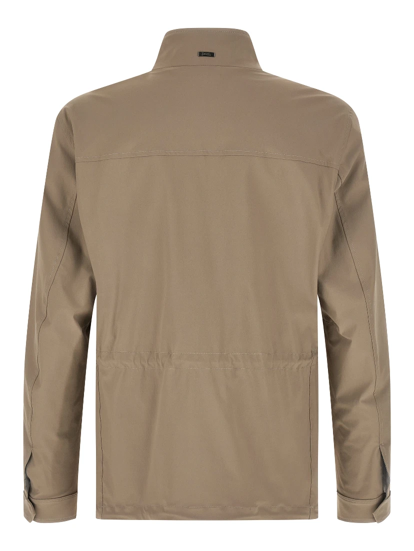 Beige Polyamide Full-Length Jacket