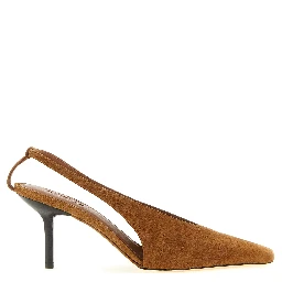 Brown Leather Mid Heel Pumps