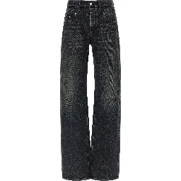 Black Cotton Straight-Leg Jeans