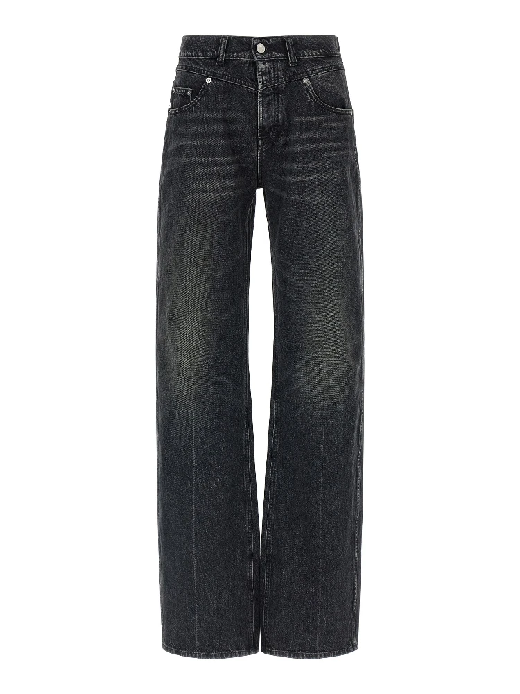Black Cotton Straight-Leg Jeans