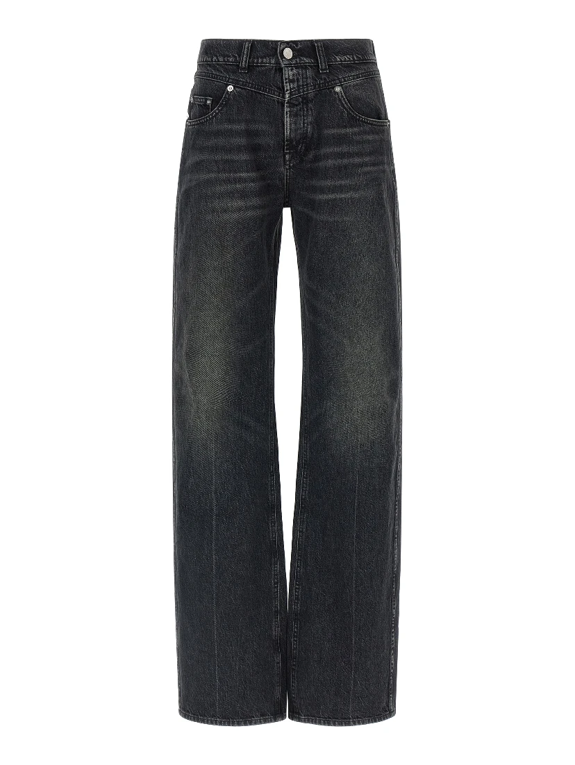 Black Cotton Straight-Leg Jeans