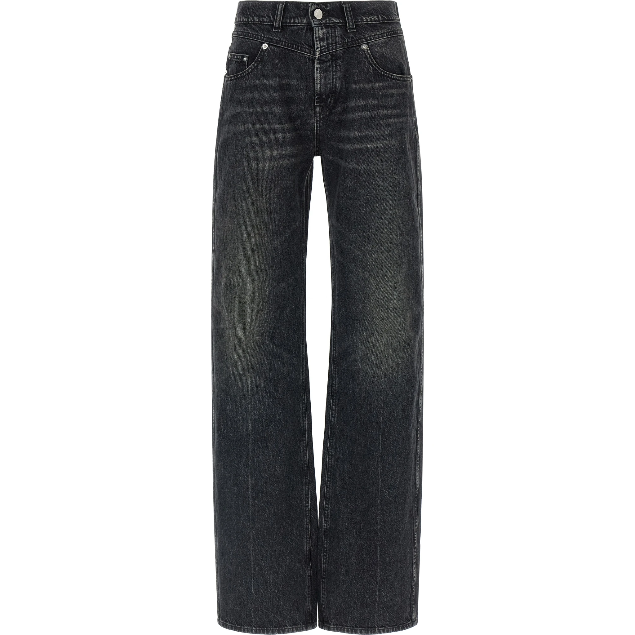 Black Cotton Straight-Leg Jeans