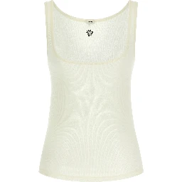 White Virgin Wool Sleeveles T-Shirt