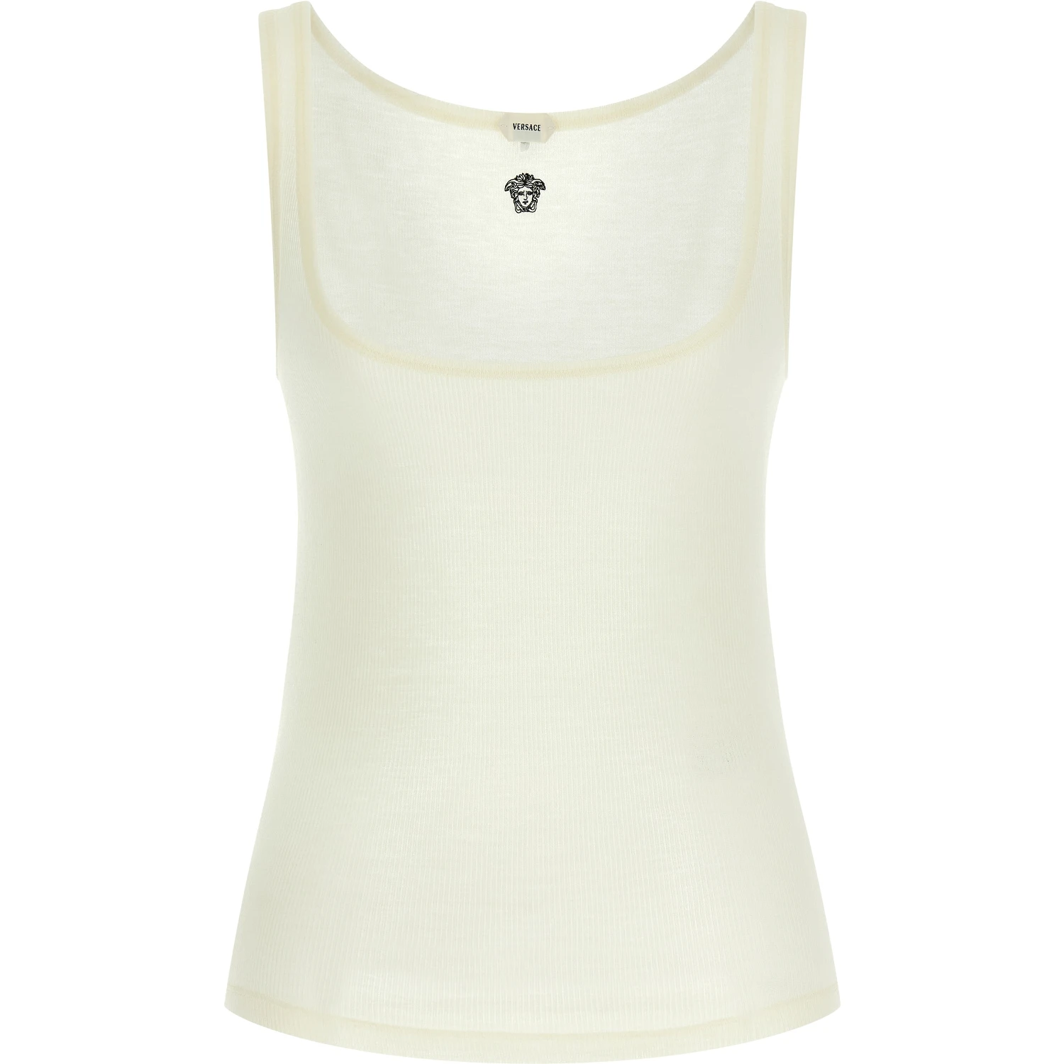 White Virgin Wool Sleeveles T-Shirt