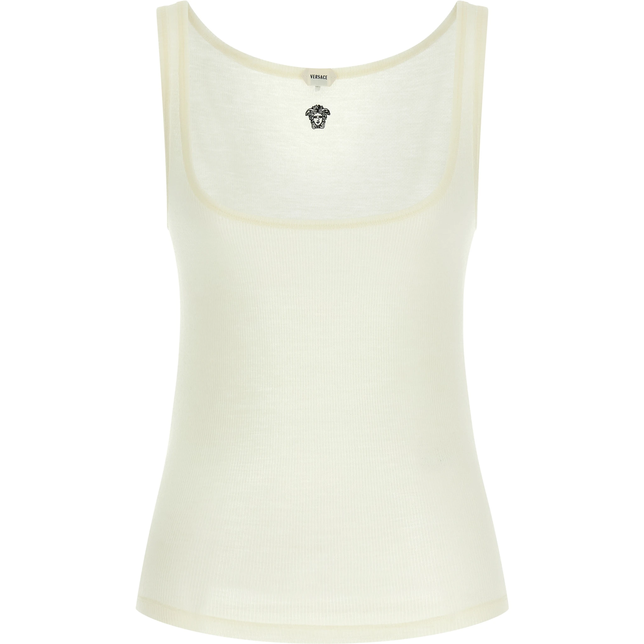 White Virgin Wool Sleeveles T-Shirt