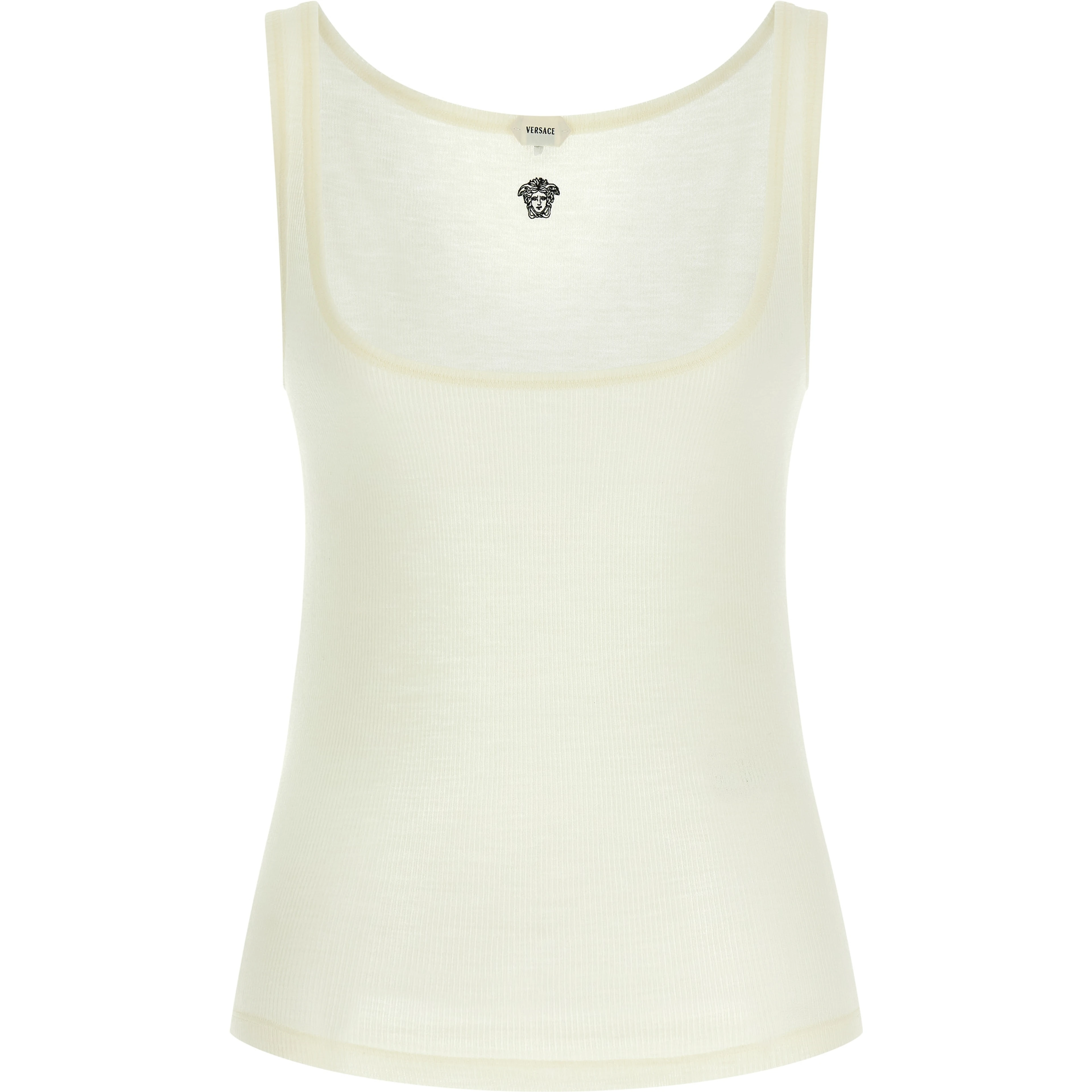White Virgin Wool Sleeveles T-Shirt