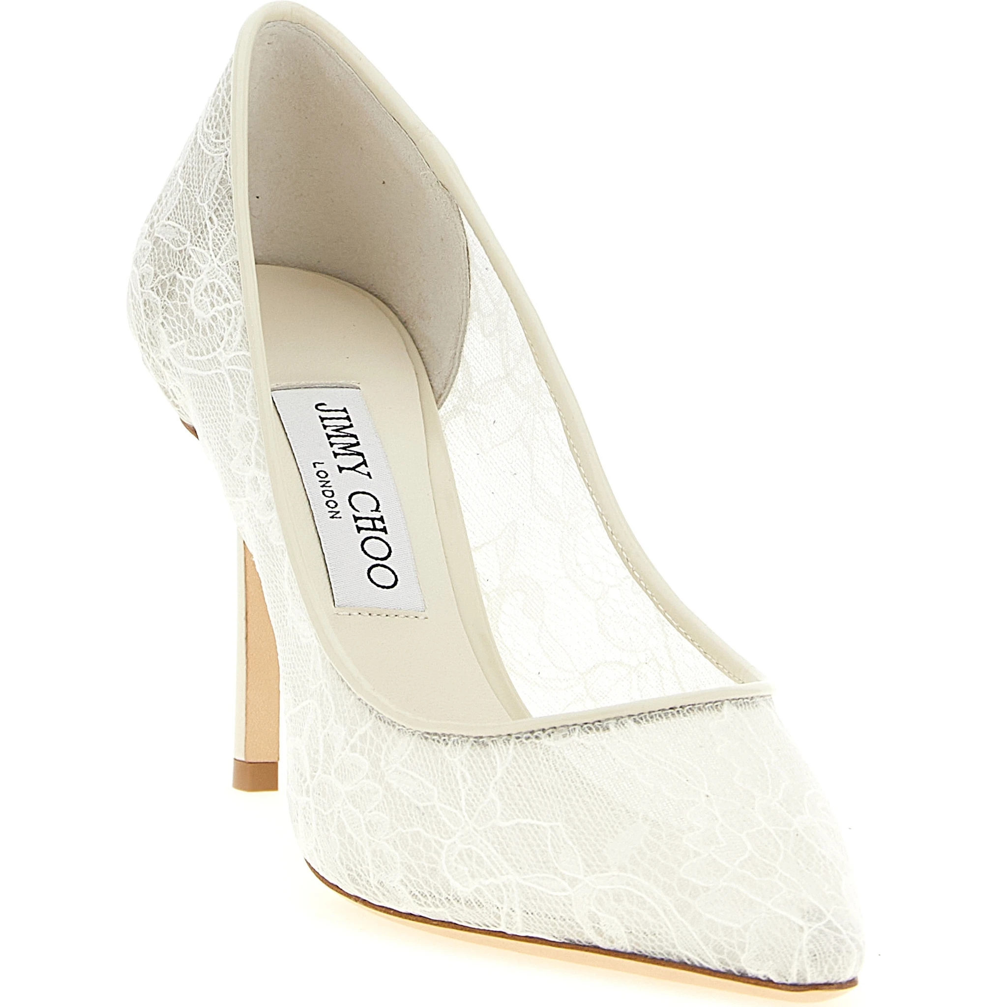White Tencel High Heel Pumps