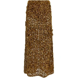 Brown Cotton Midi Skirt