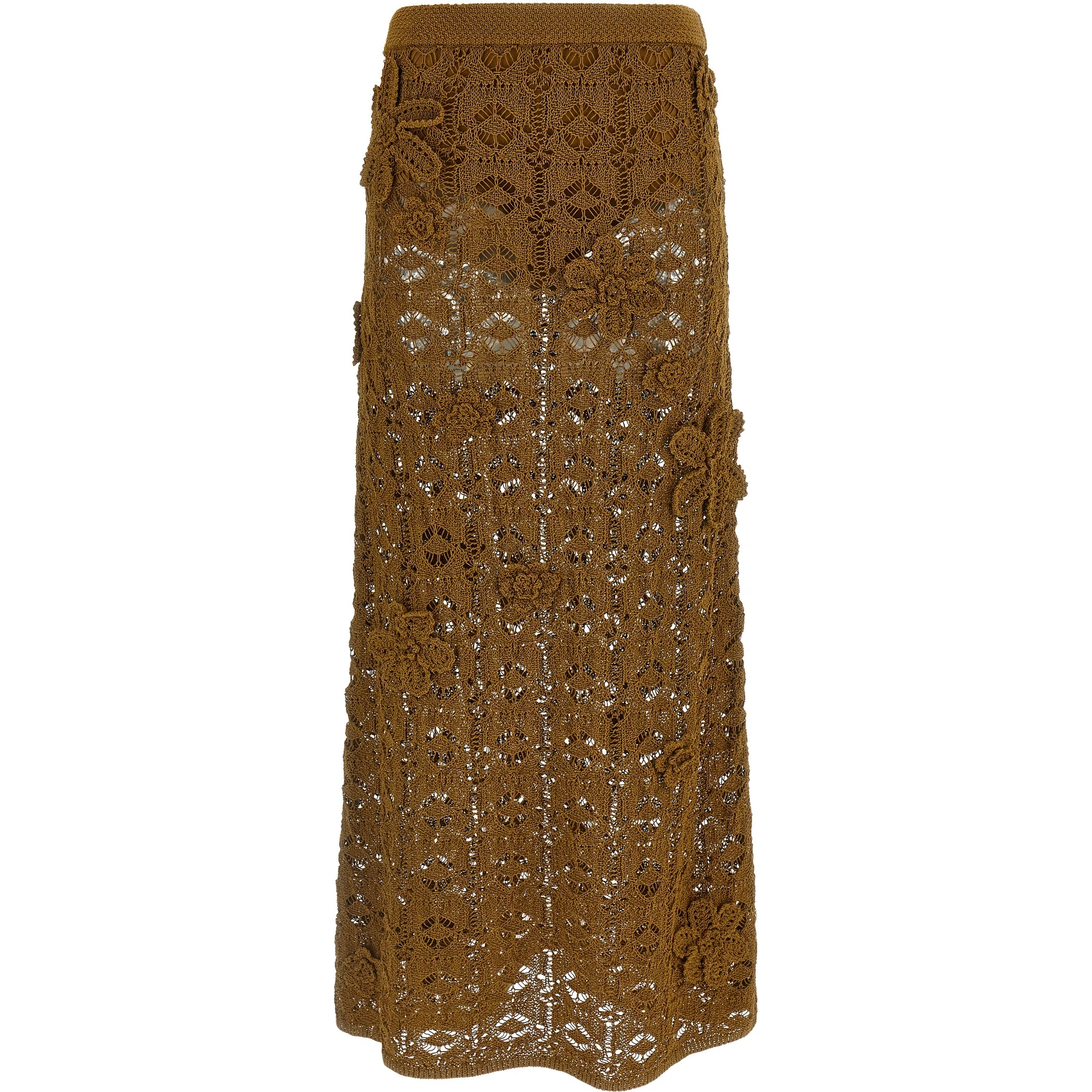 Brown Cotton Midi Skirt