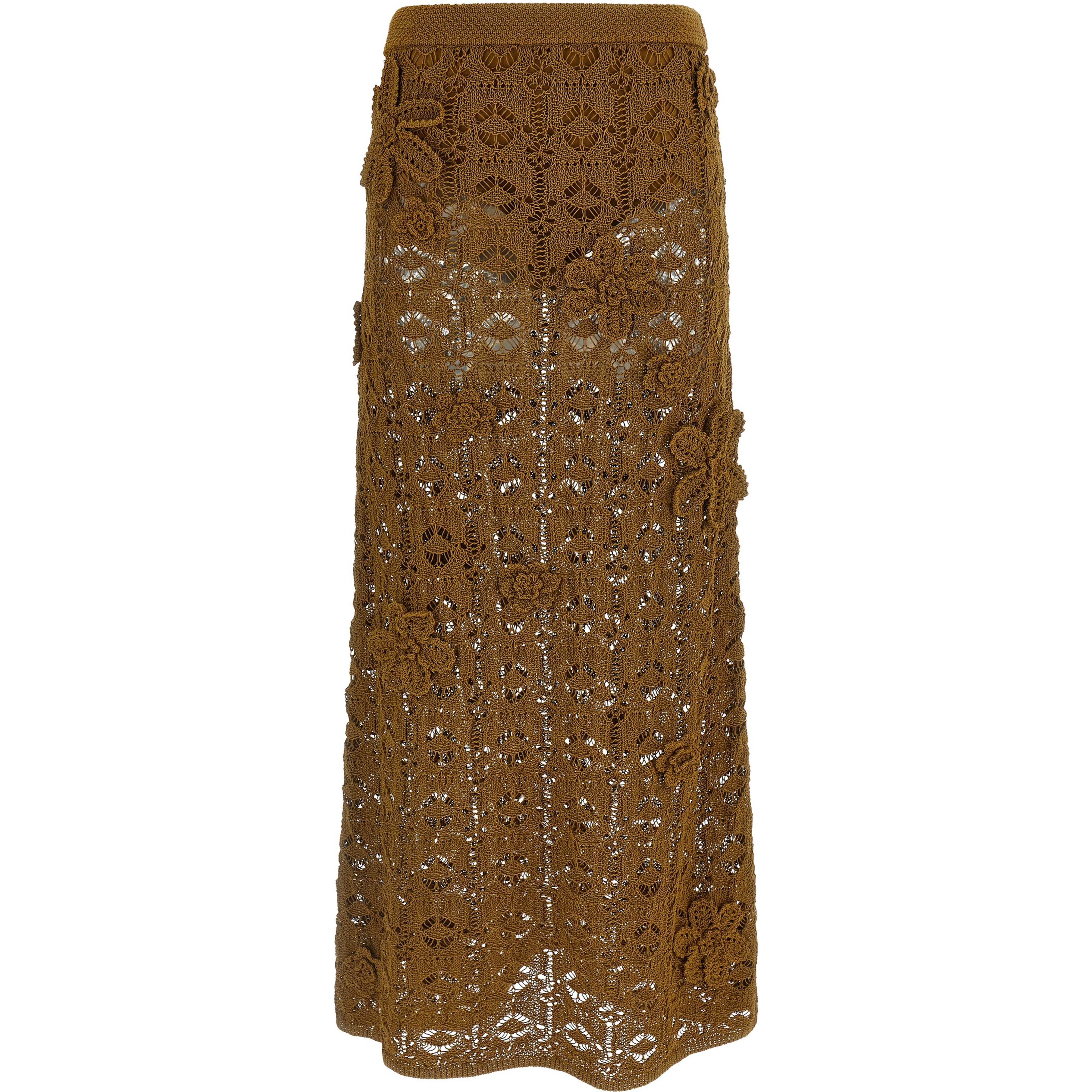 Brown Cotton Midi Skirt