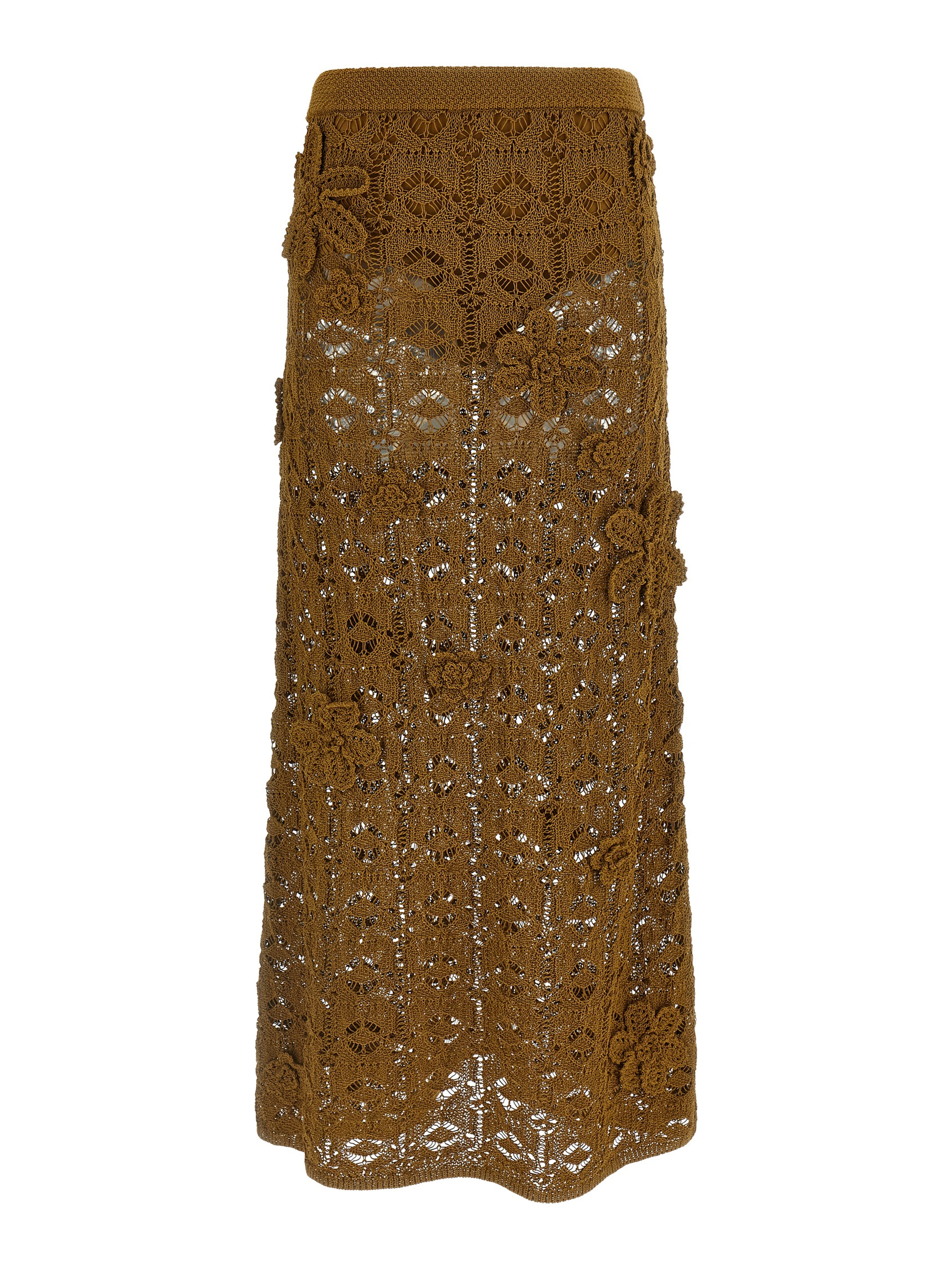 Brown Cotton Midi Skirt