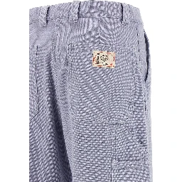 Purple Cotton Casual Pants