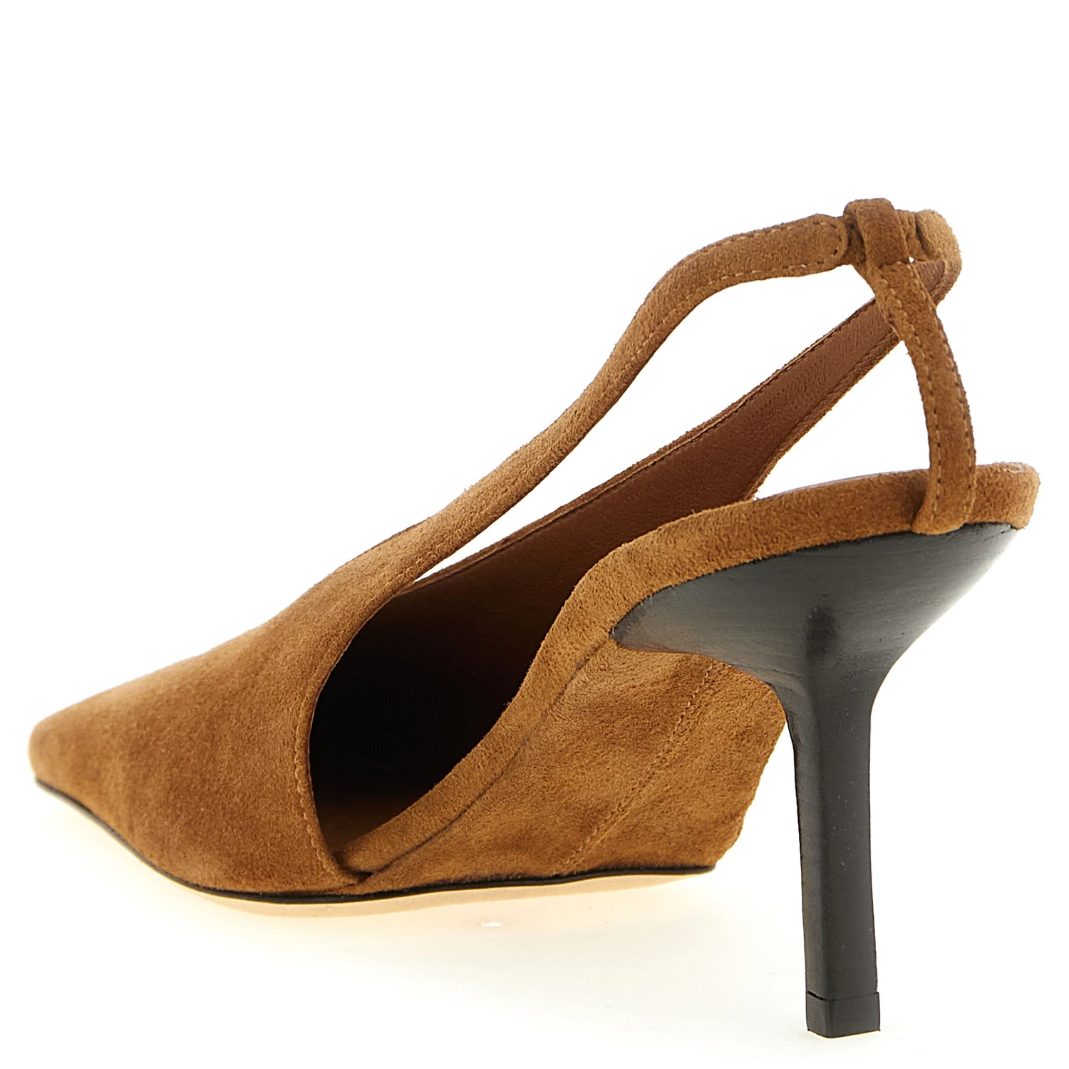 Brown Leather Mid Heel Pumps