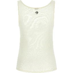White Virgin Wool Sleeveles T-Shirt