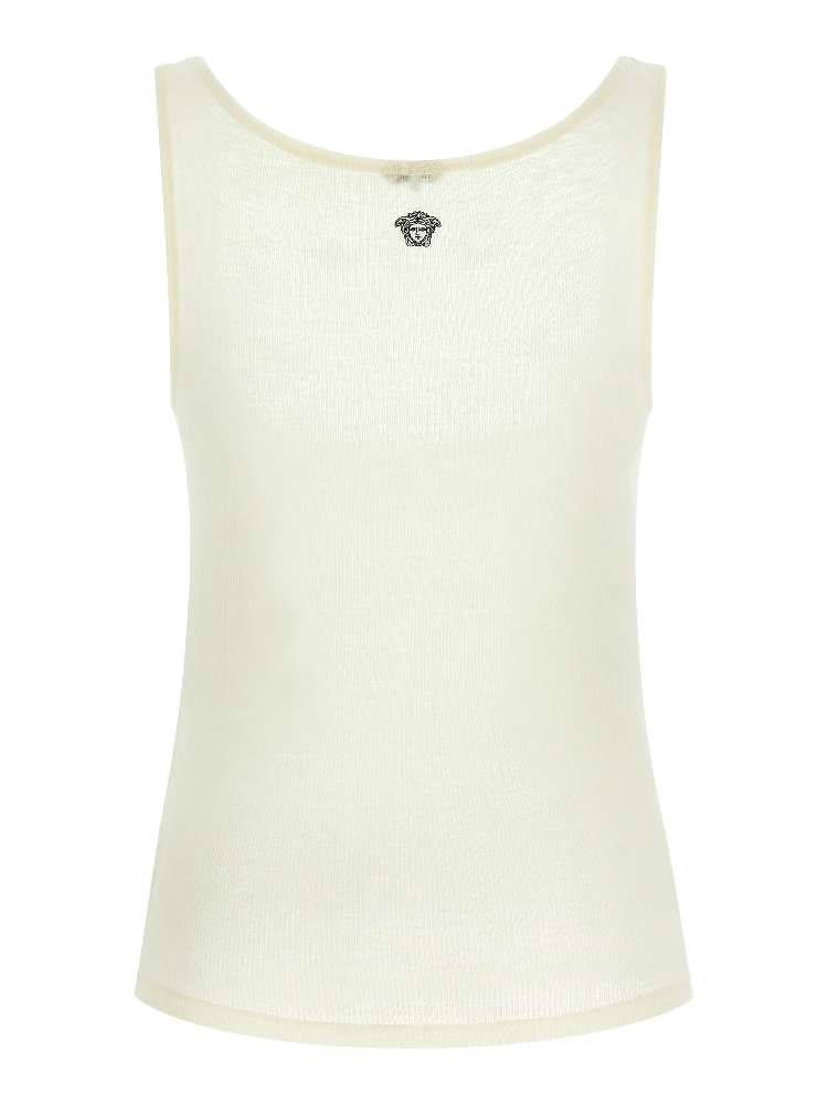 White Virgin Wool Sleeveles T-Shirt alternative