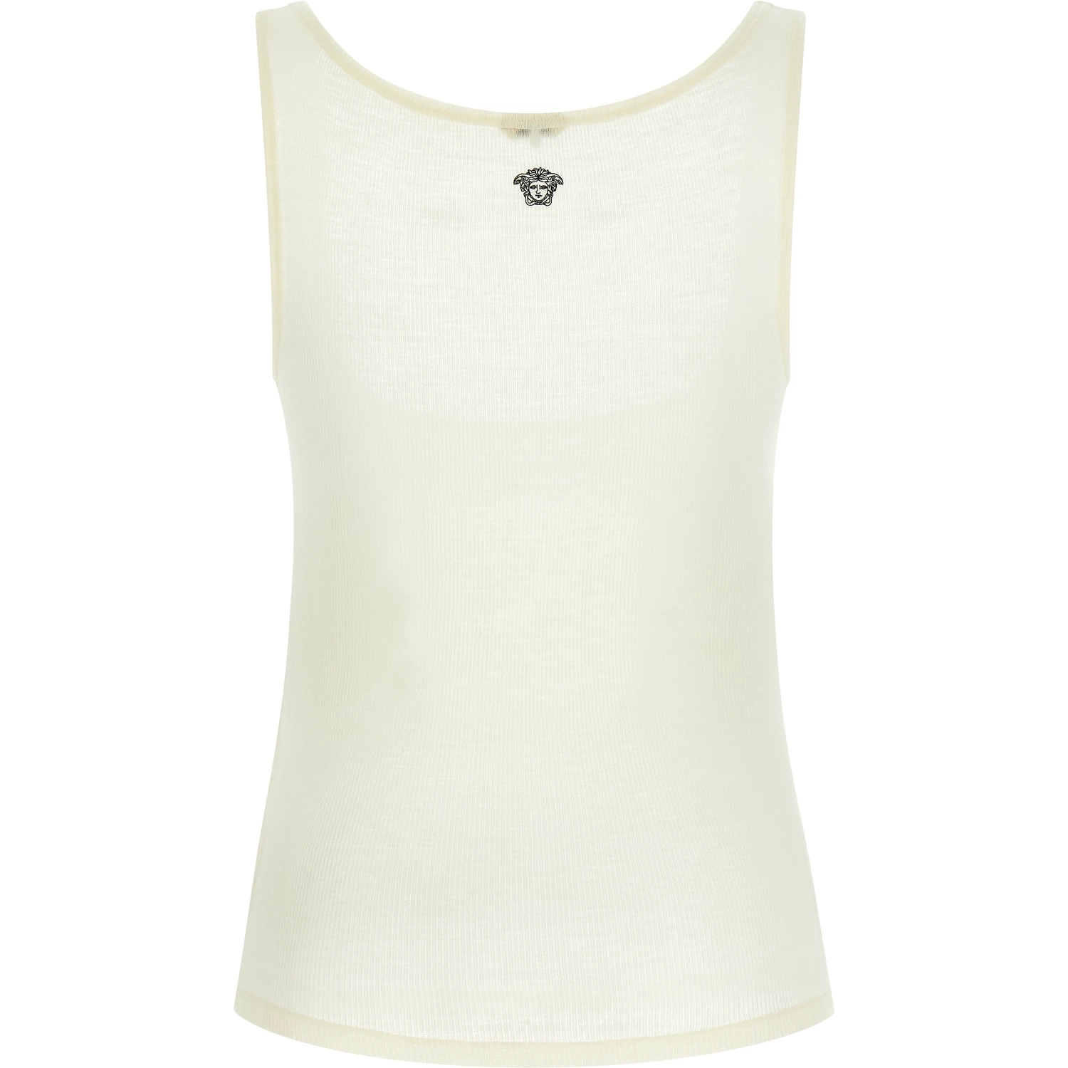 White Virgin Wool Sleeveles T-Shirt