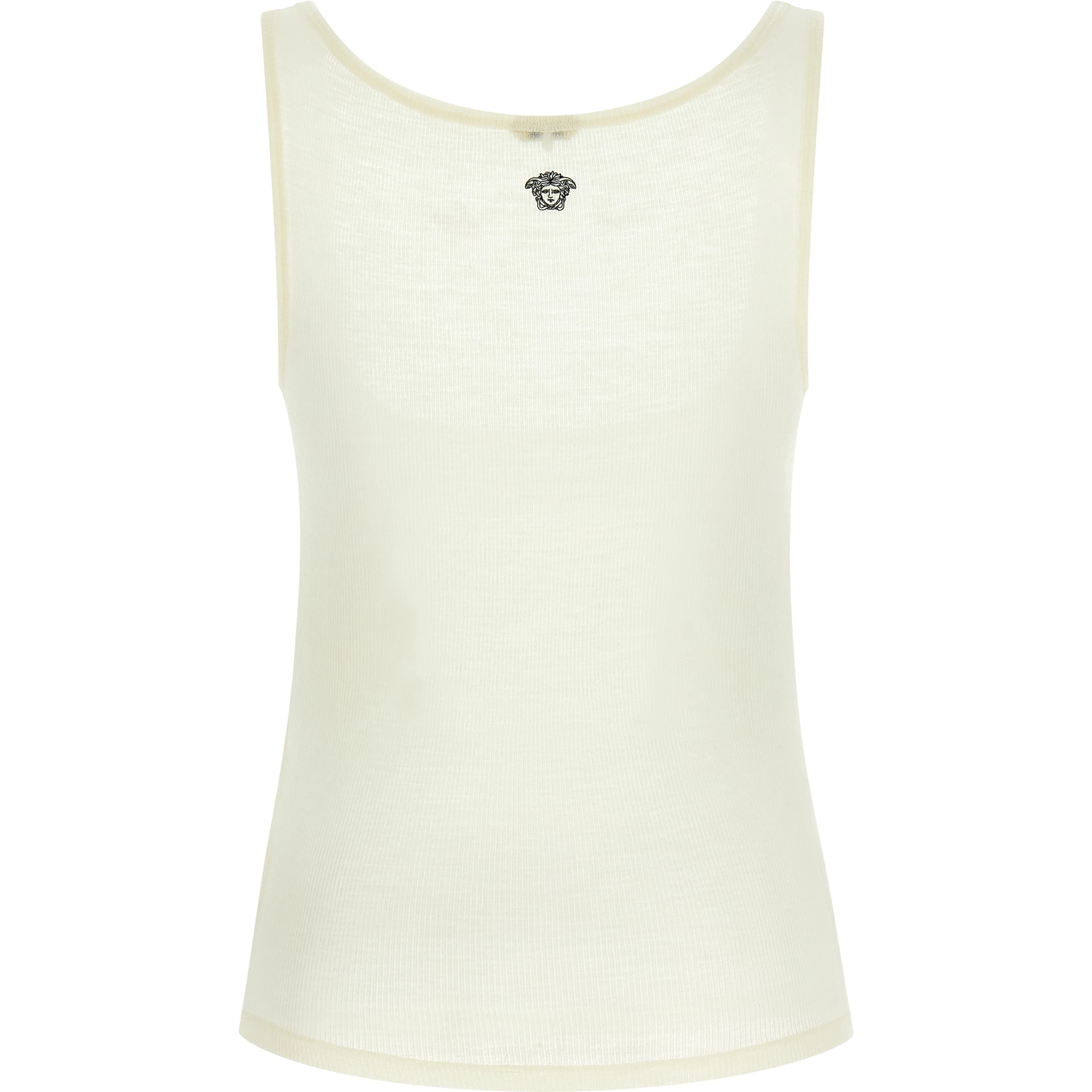 White Virgin Wool Sleeveles T-Shirt