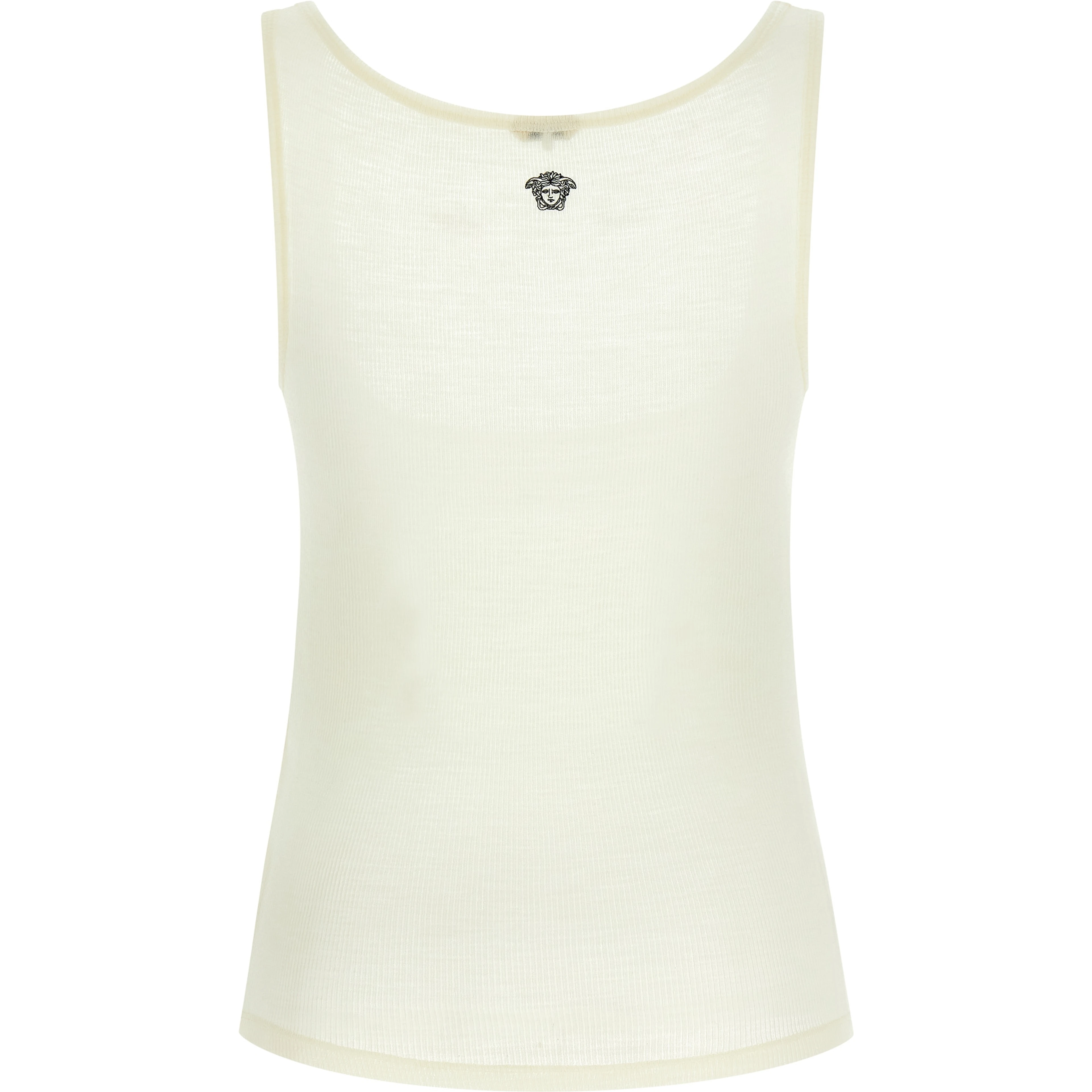 White Virgin Wool Sleeveles T-Shirt