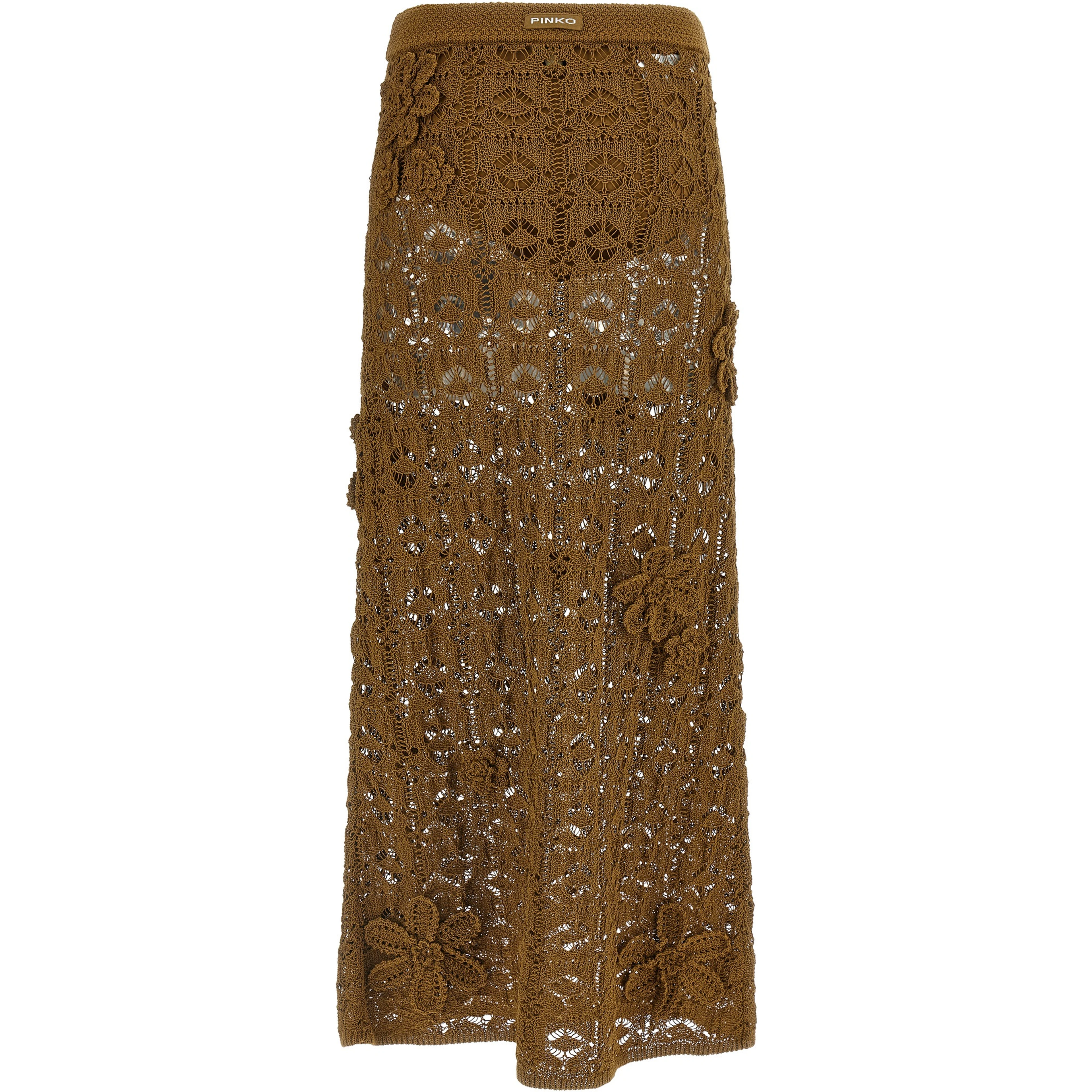 Brown Cotton Midi Skirt
