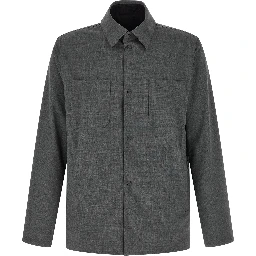 Gray Polyester Full-Length Jacket