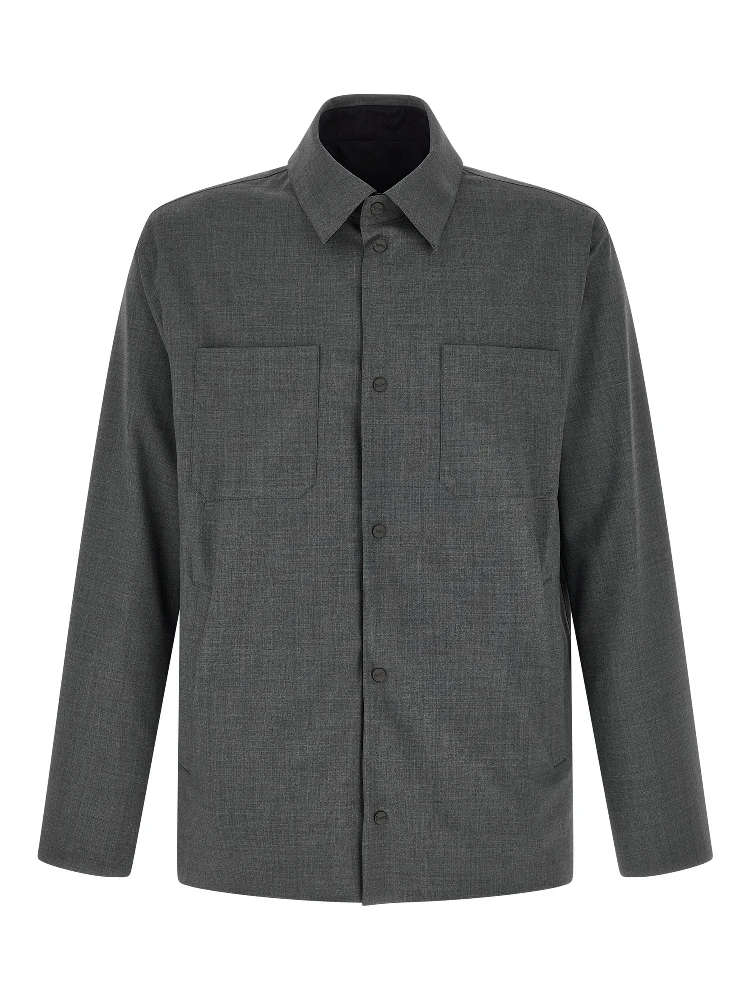 Gray Polyester Full-Length Jacket