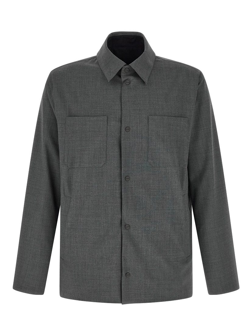 Gray Polyester Full-Length Jacket