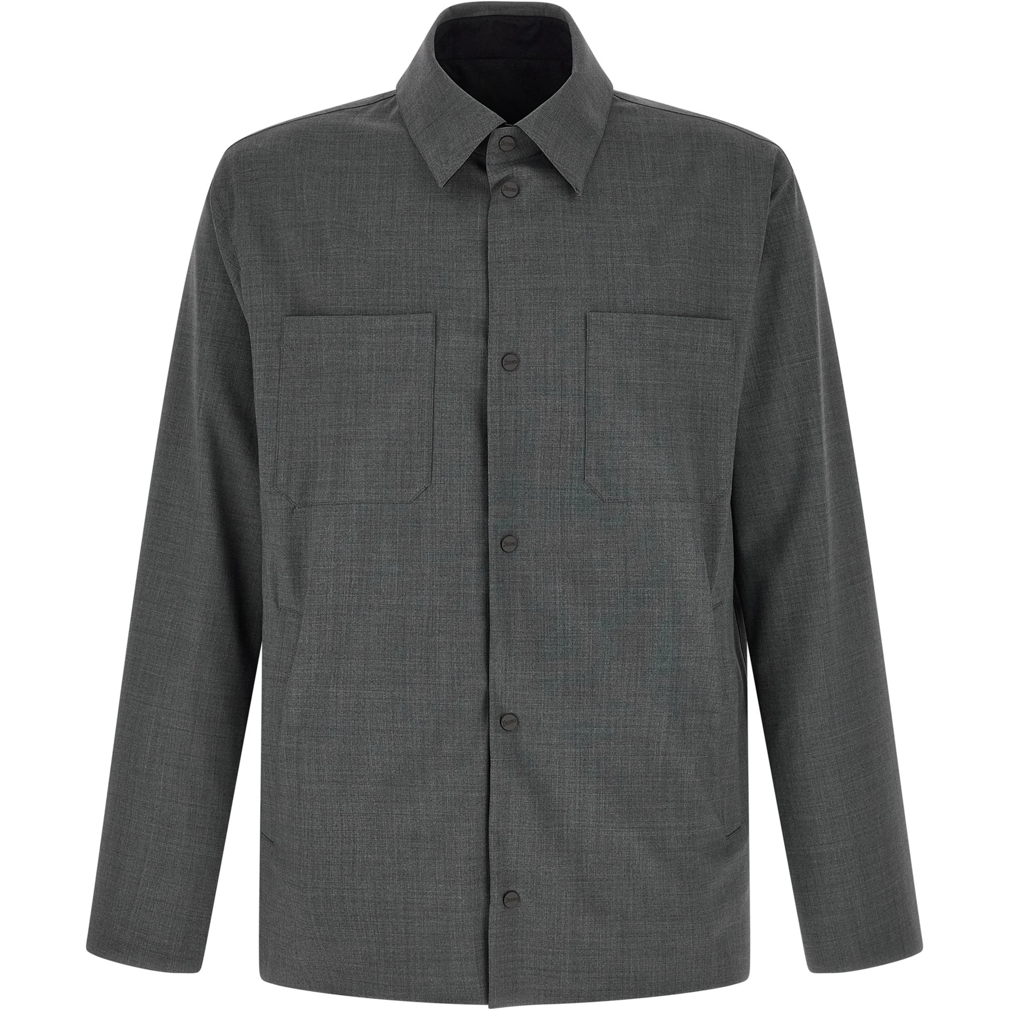 Gray Polyester Full-Length Jacket