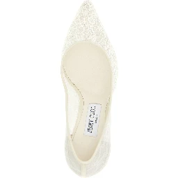White Tencel High Heel Pumps