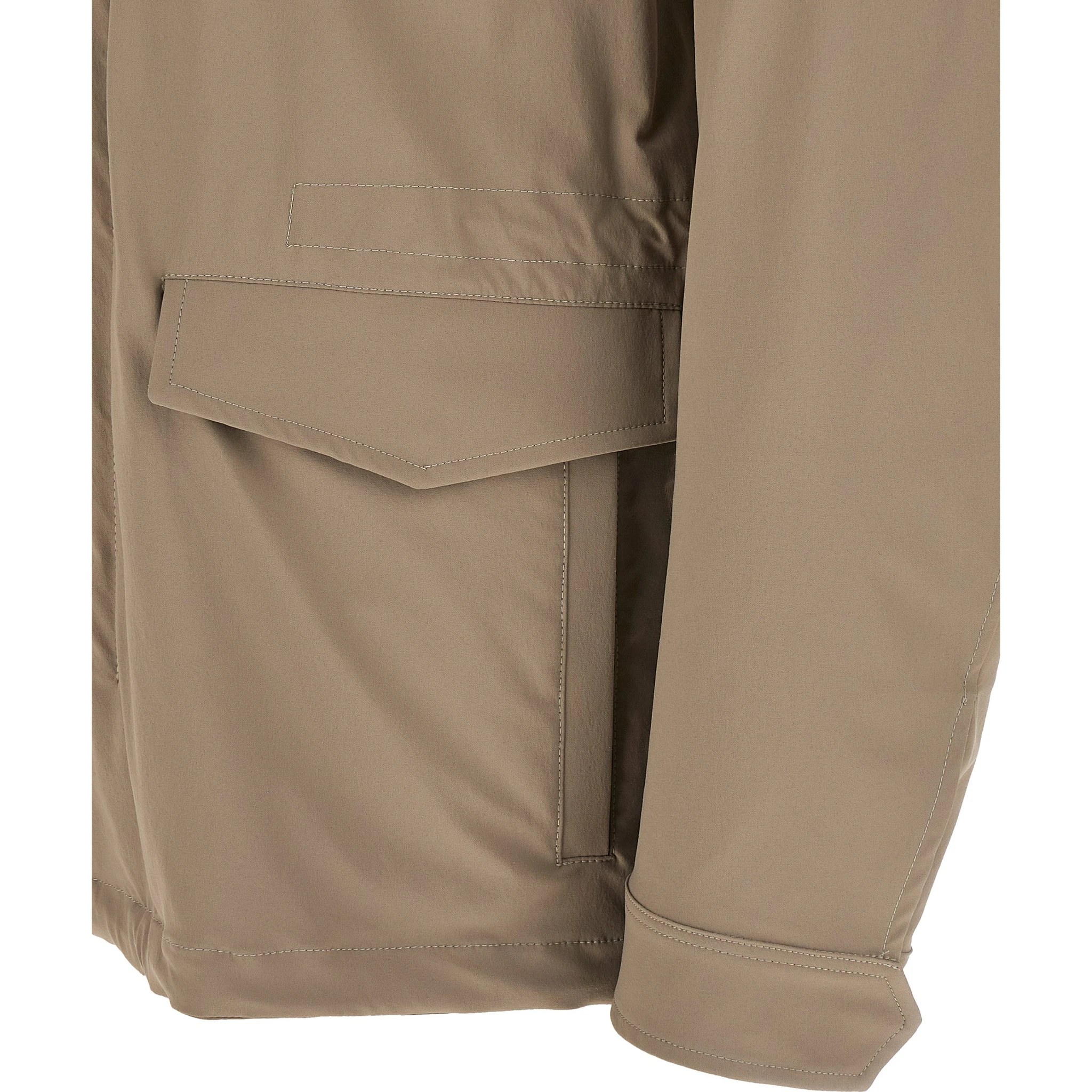 Beige Polyamide Full-Length Jacket