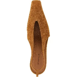 Brown Leather Mid Heel Pumps