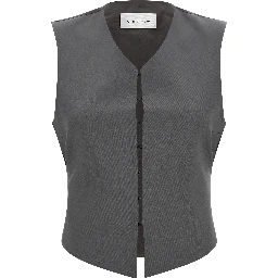 Gray Virgin Wool Sleeveless Jacket