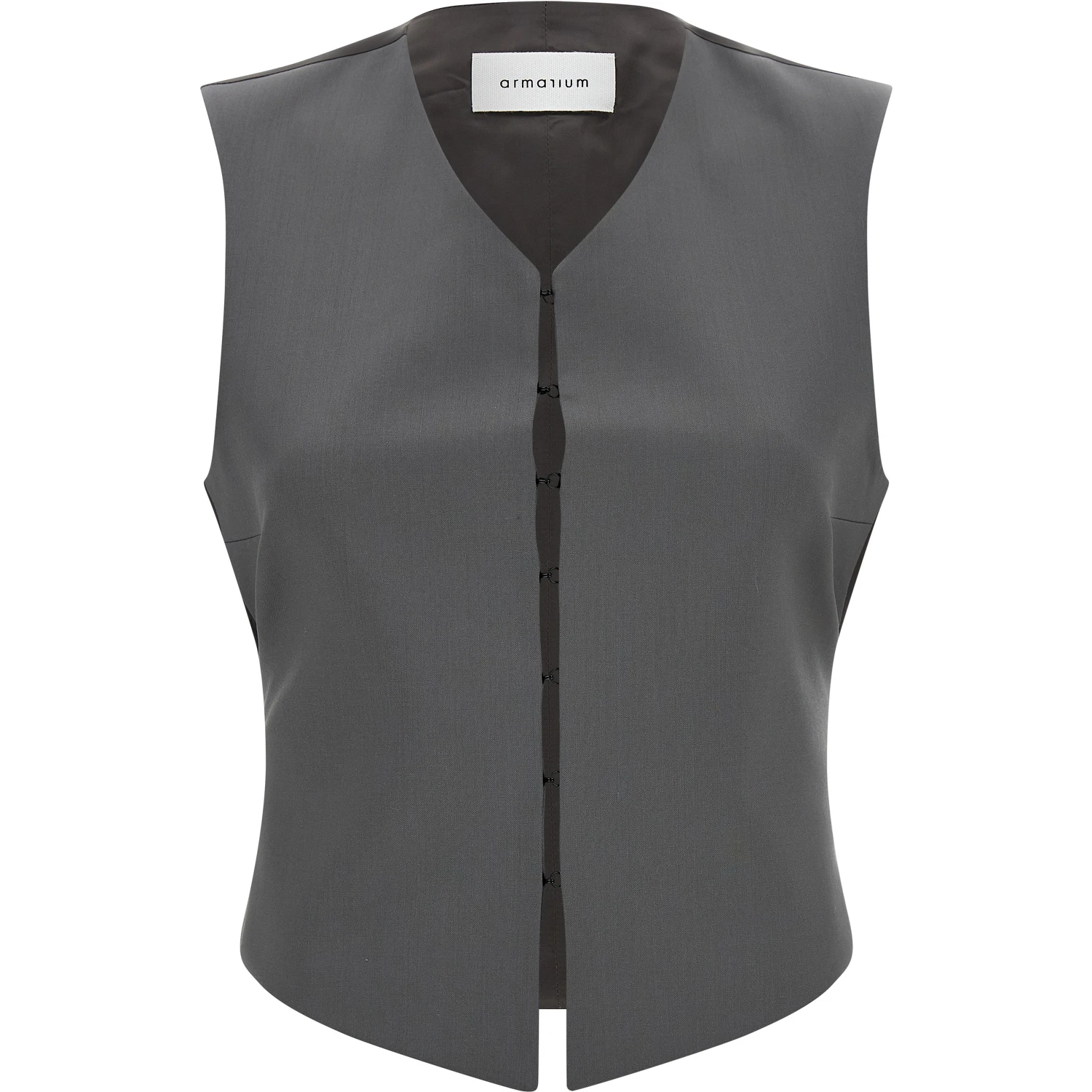 Gray Virgin Wool Sleeveless Jacket