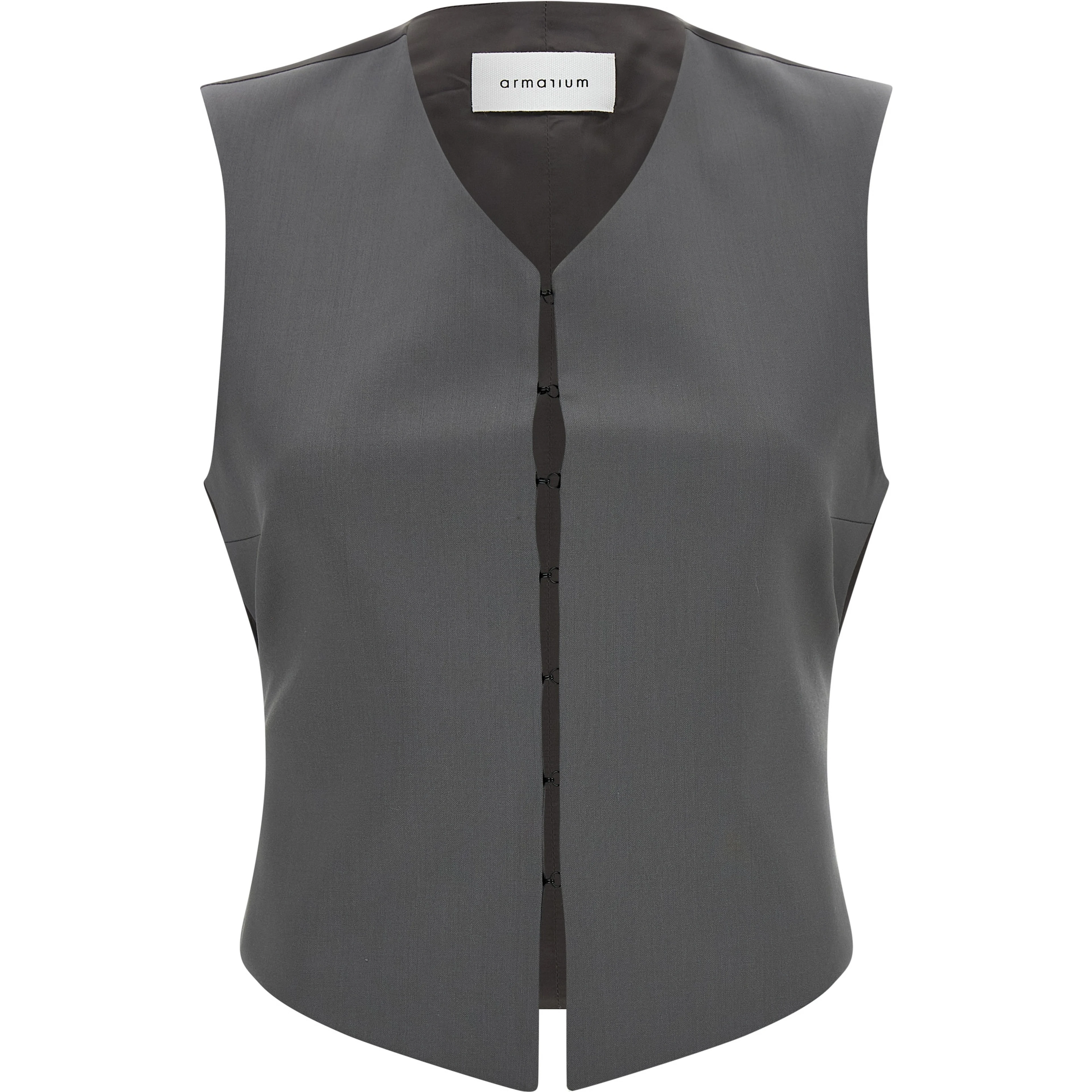Gray Virgin Wool Sleeveless Jacket