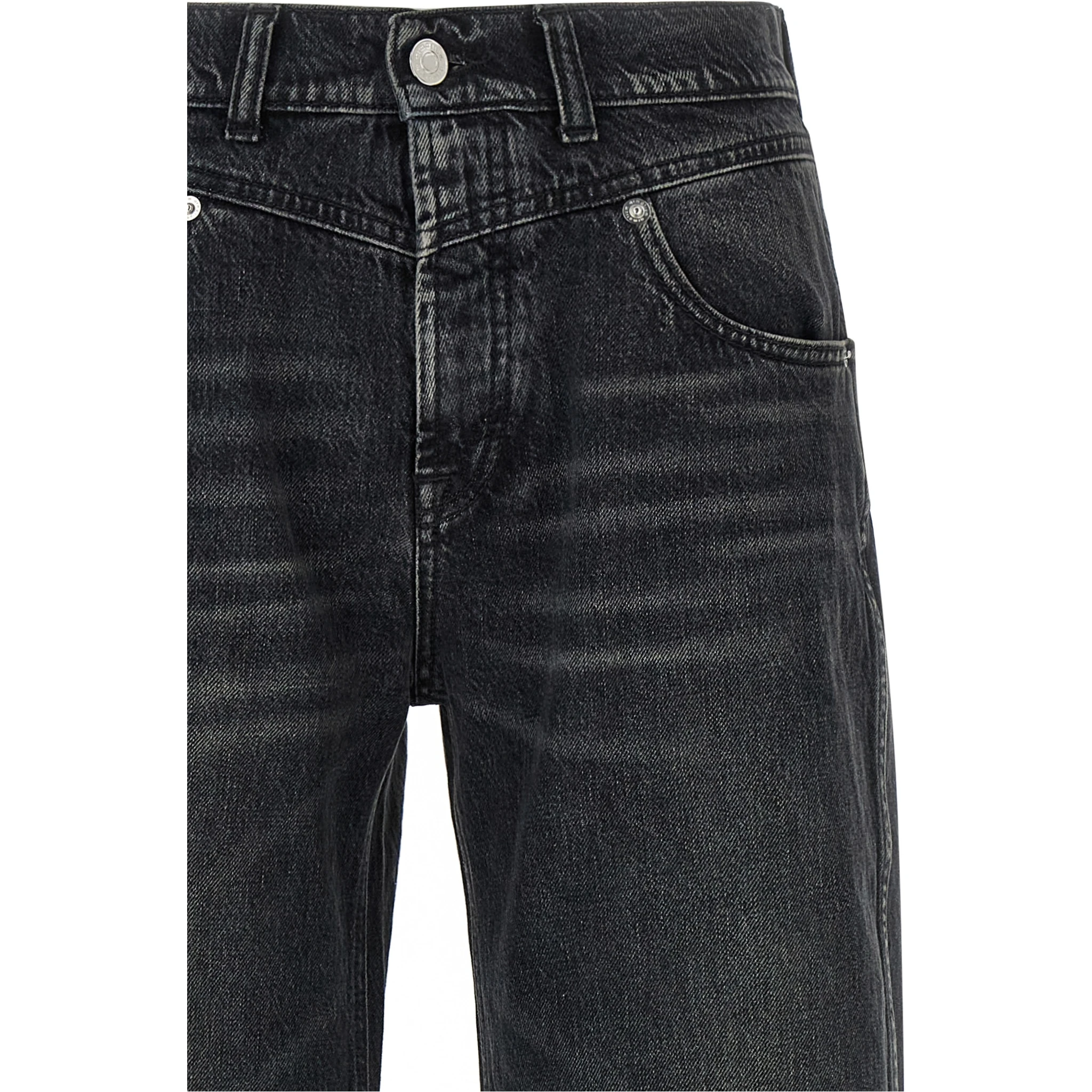 Black Cotton Straight-Leg Jeans