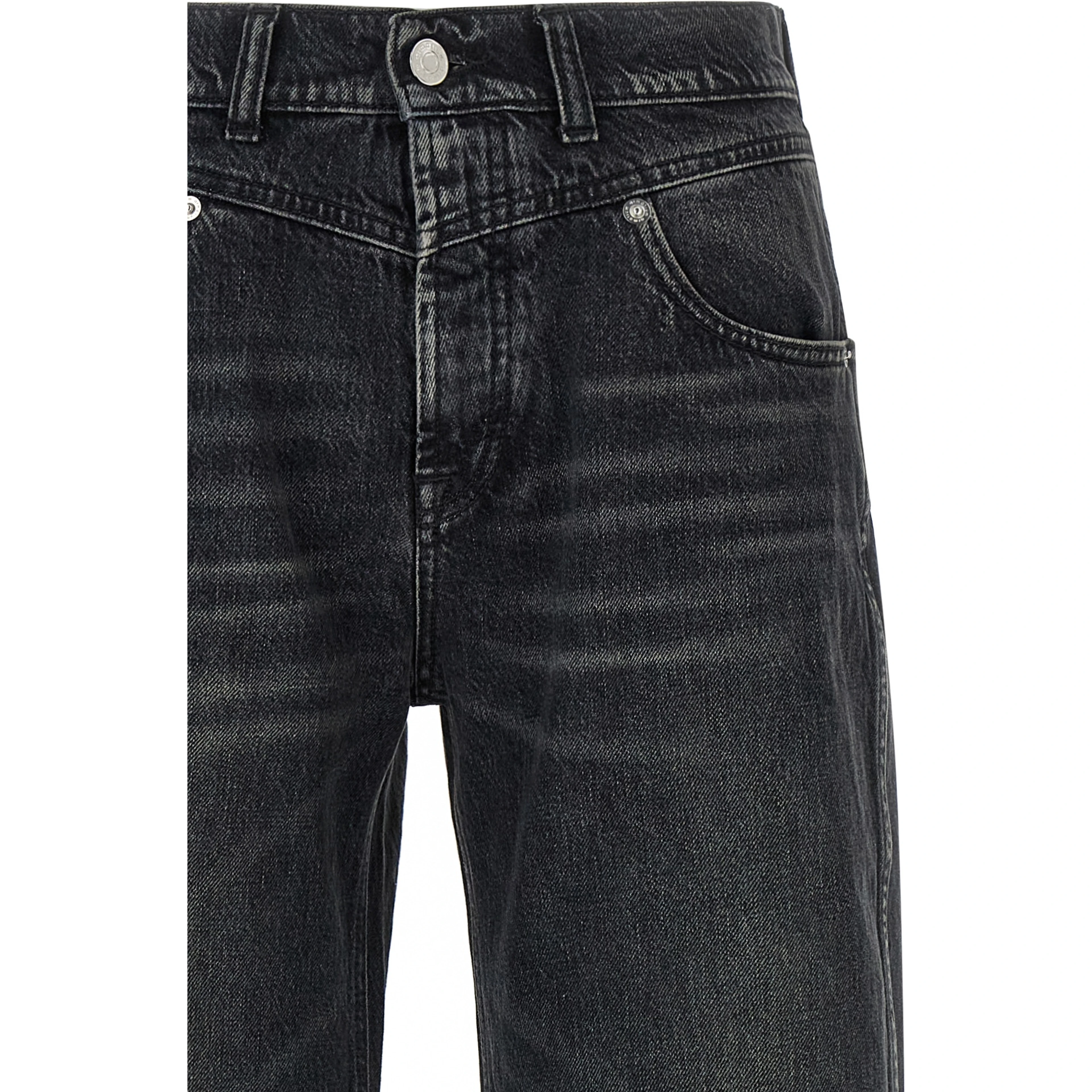 Black Cotton Straight-Leg Jeans