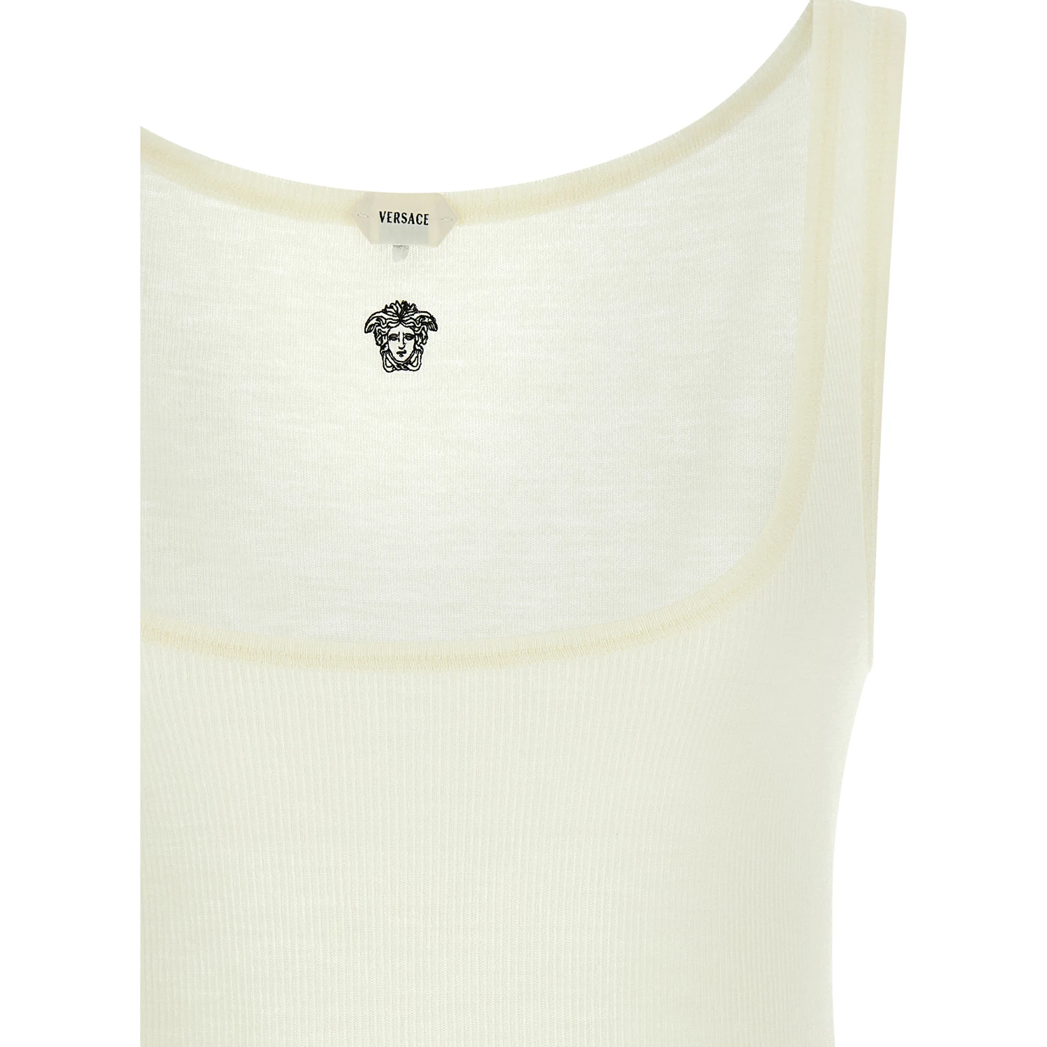 White Virgin Wool Sleeveles T-Shirt