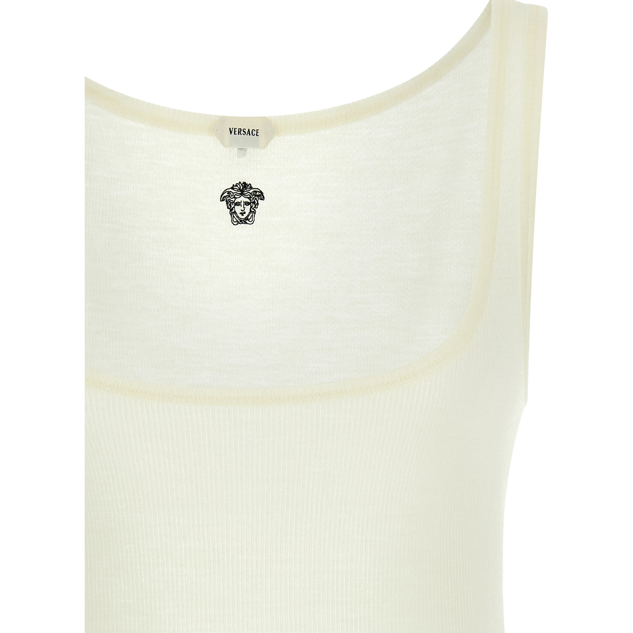 White Virgin Wool Sleeveles T-Shirt
