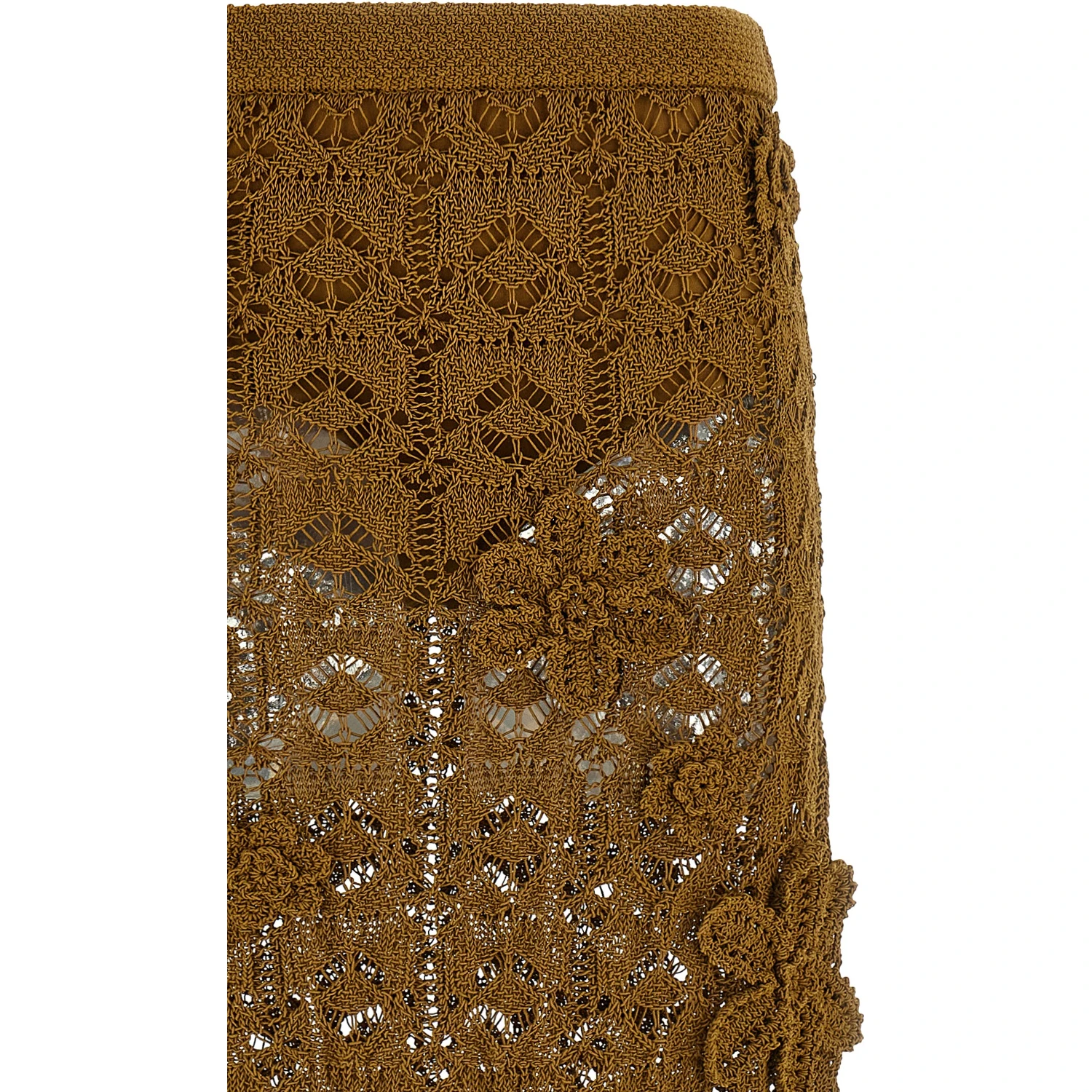 Brown Cotton Midi Skirt