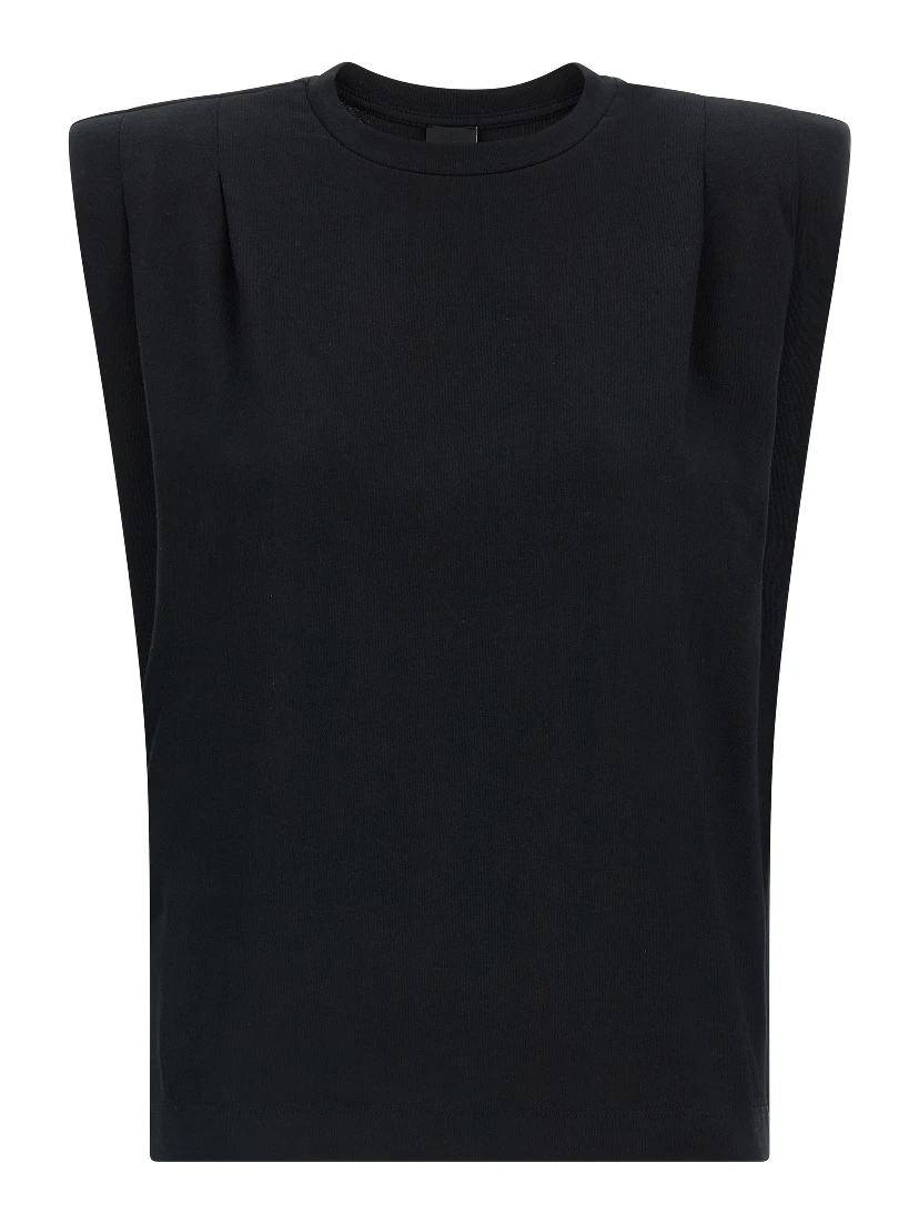 Black Cotton Sleeveles T-Shirt