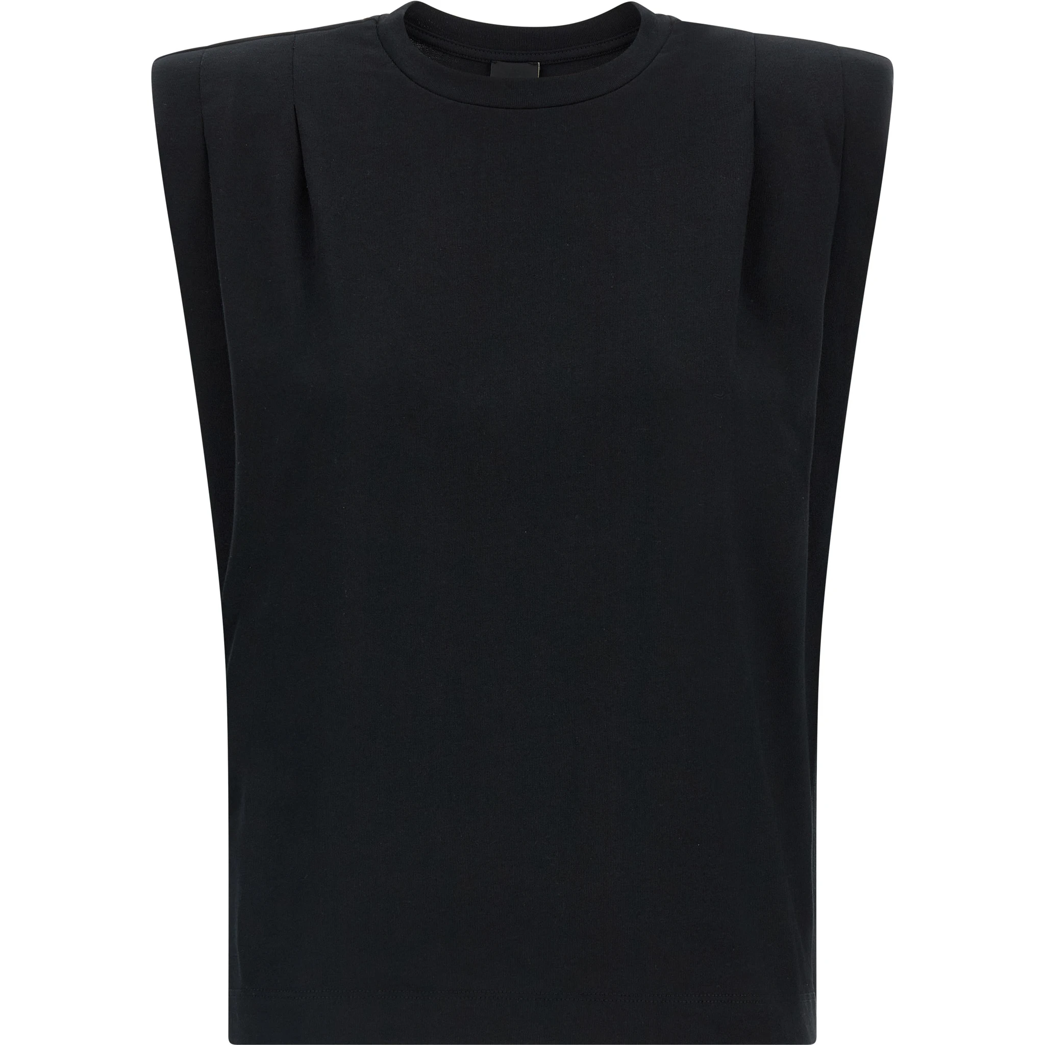 Black Cotton Sleeveles T-Shirt