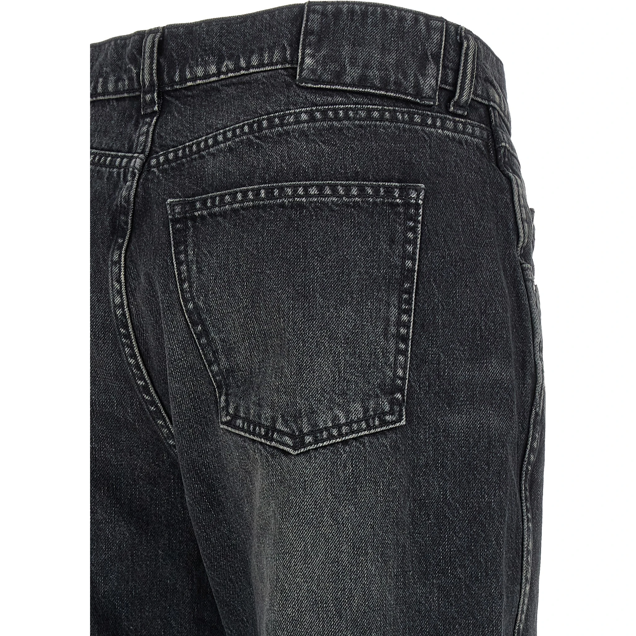 Black Cotton Straight-Leg Jeans