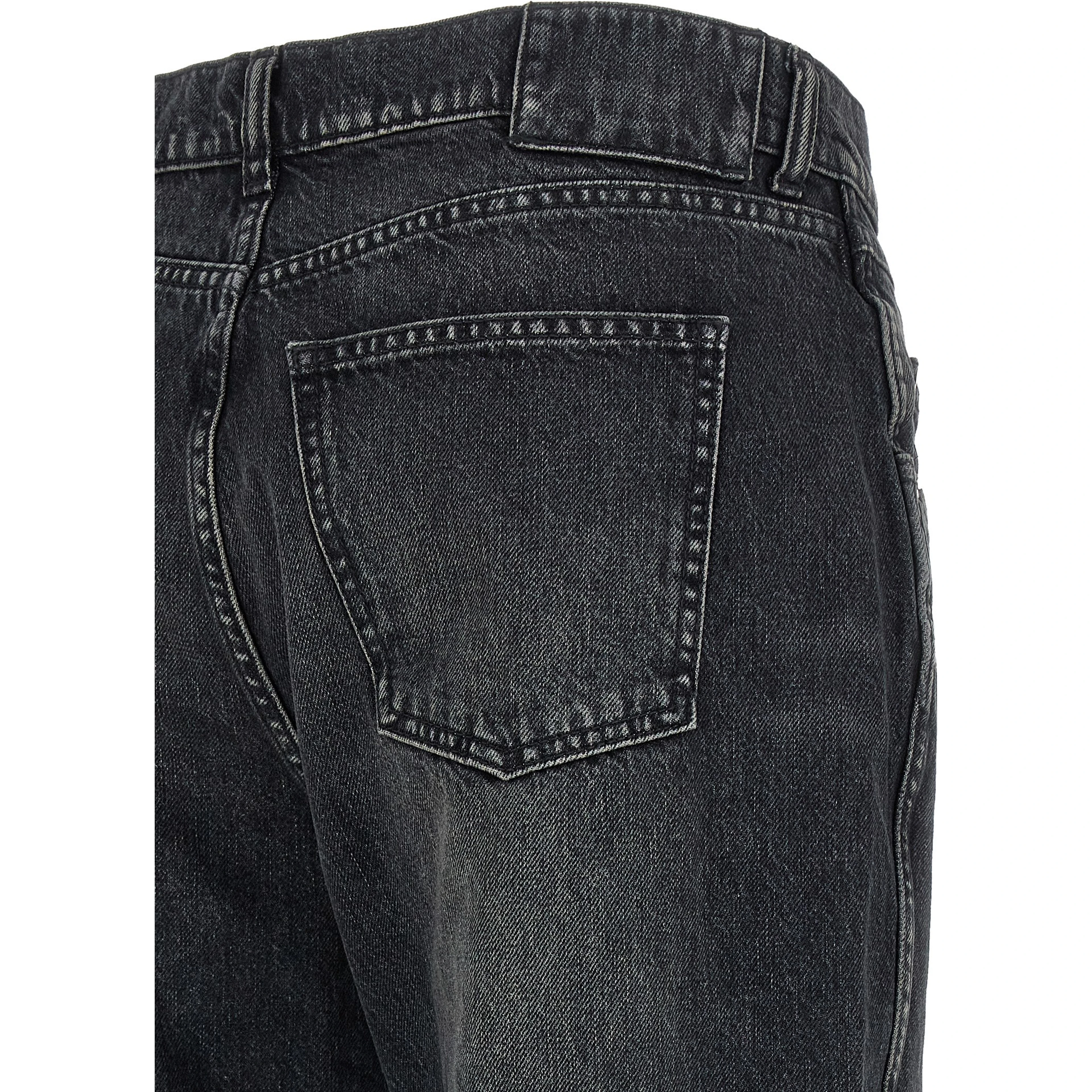 Black Cotton Straight-Leg Jeans