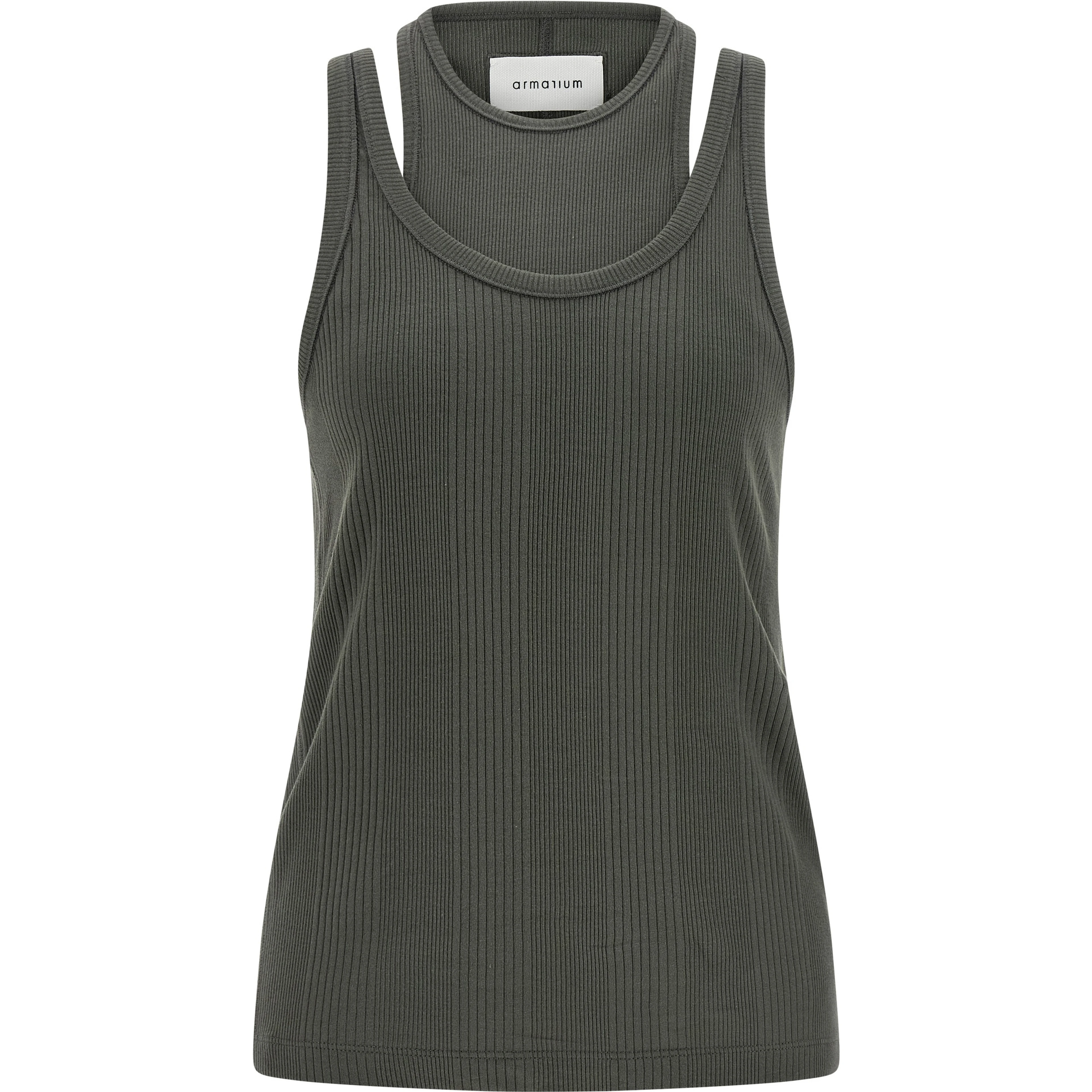 Gray Cotton Sleeveles T-Shirt